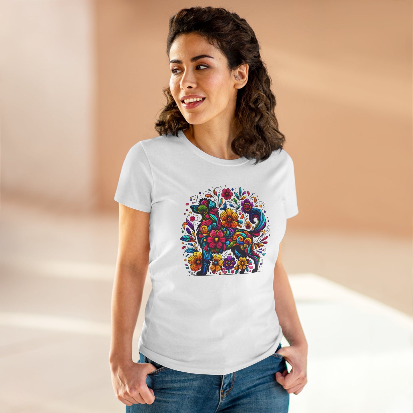 Women's Tee - Floral Dog Design