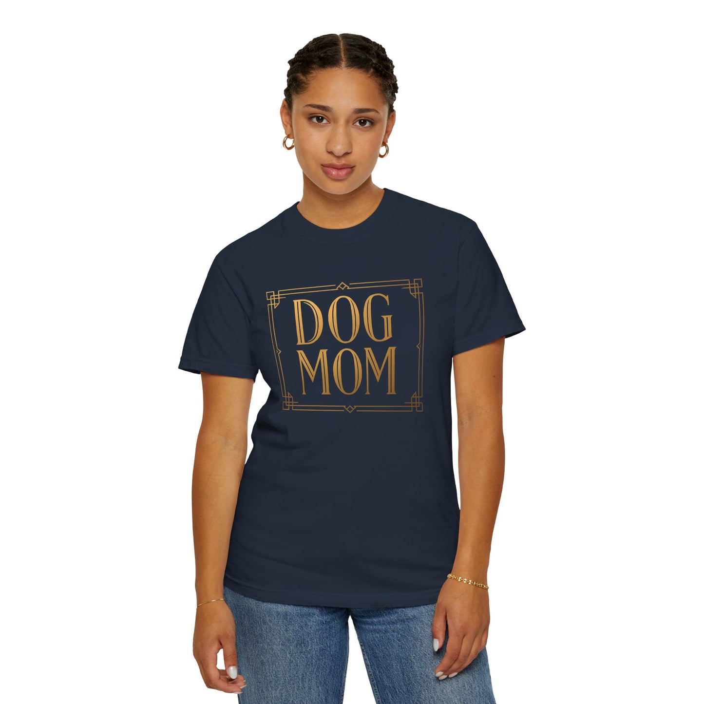 Dog Mom Garment-Dyed Unisex T-Shirt, Pet Lover Gift, Dog Owner Apparel, Casual Wear for Dog Moms, Birthday or Mother's Day Gift