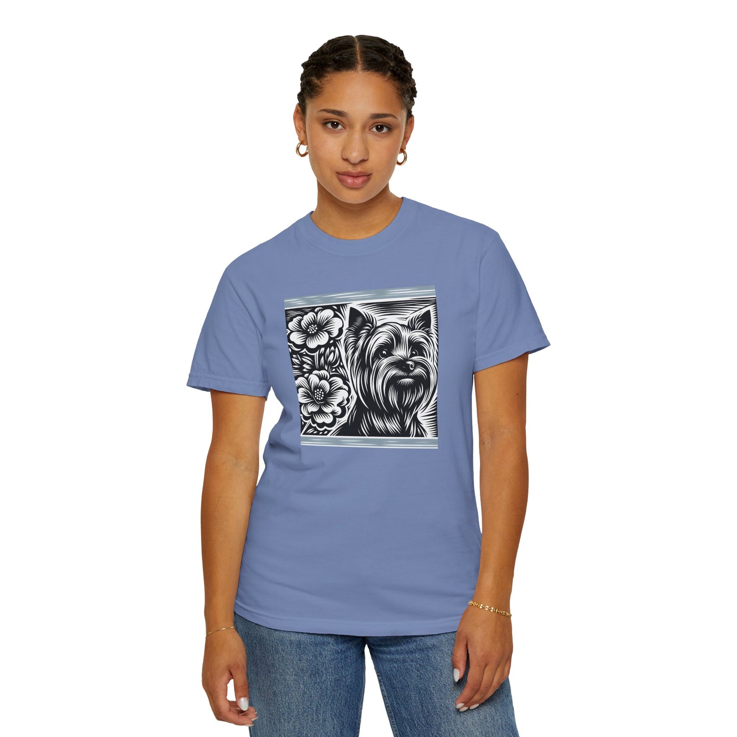 Cute Yorkie Floral T-Shirt for Dog Lovers