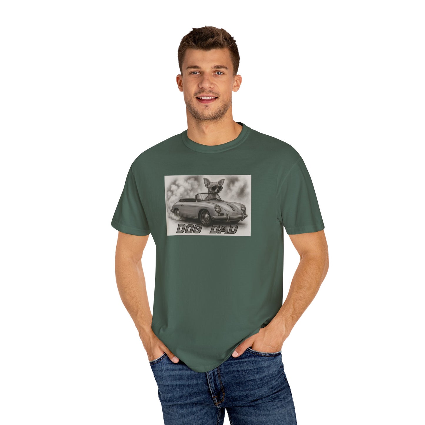 Dog Dad - Chihuahua - Cool Dogs in Cool Cars T-Shirt Collection | Funny Dog Lover Apparel for Men