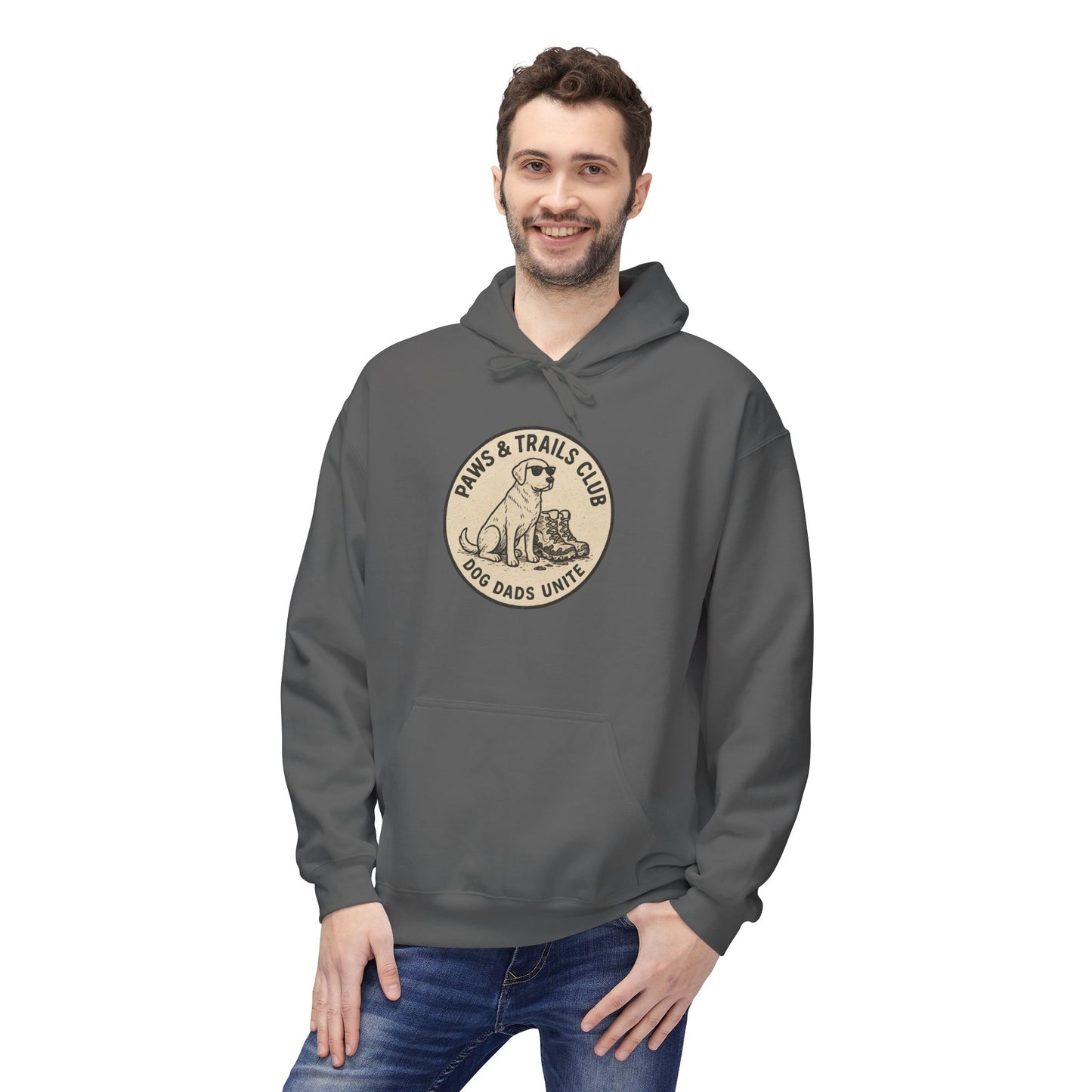 Dog Dad Fleece Hoodie, Unisex Softstyle Hooded Sweatshirt, Perfect Gift for Dog Lovers, Comfortable and Stylish