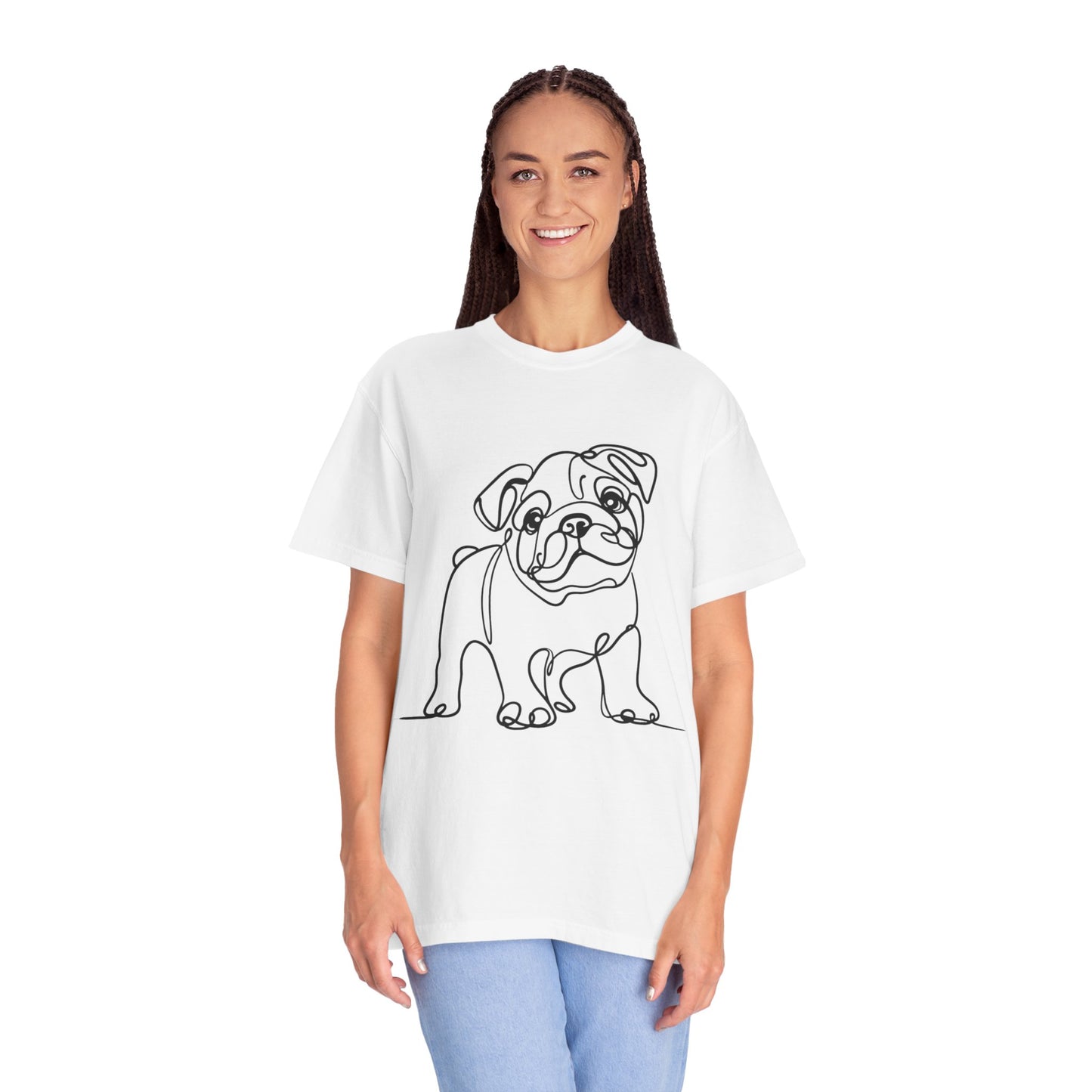 Unisex Garment-Dyed T-shirt with Minimalist Bulldog Design