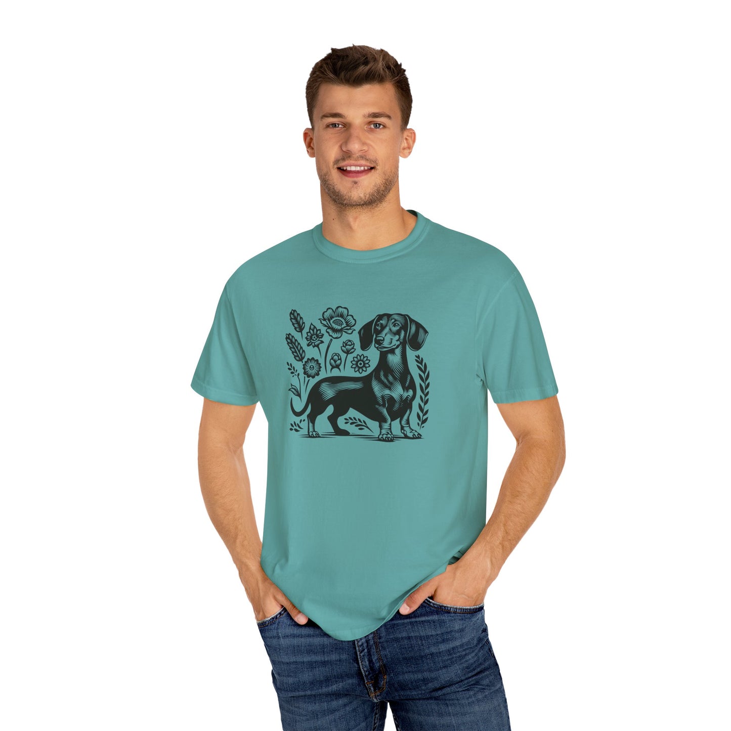 Floral Dachshund Unisex T-Shirt - Comfy Pet Lover Gift
