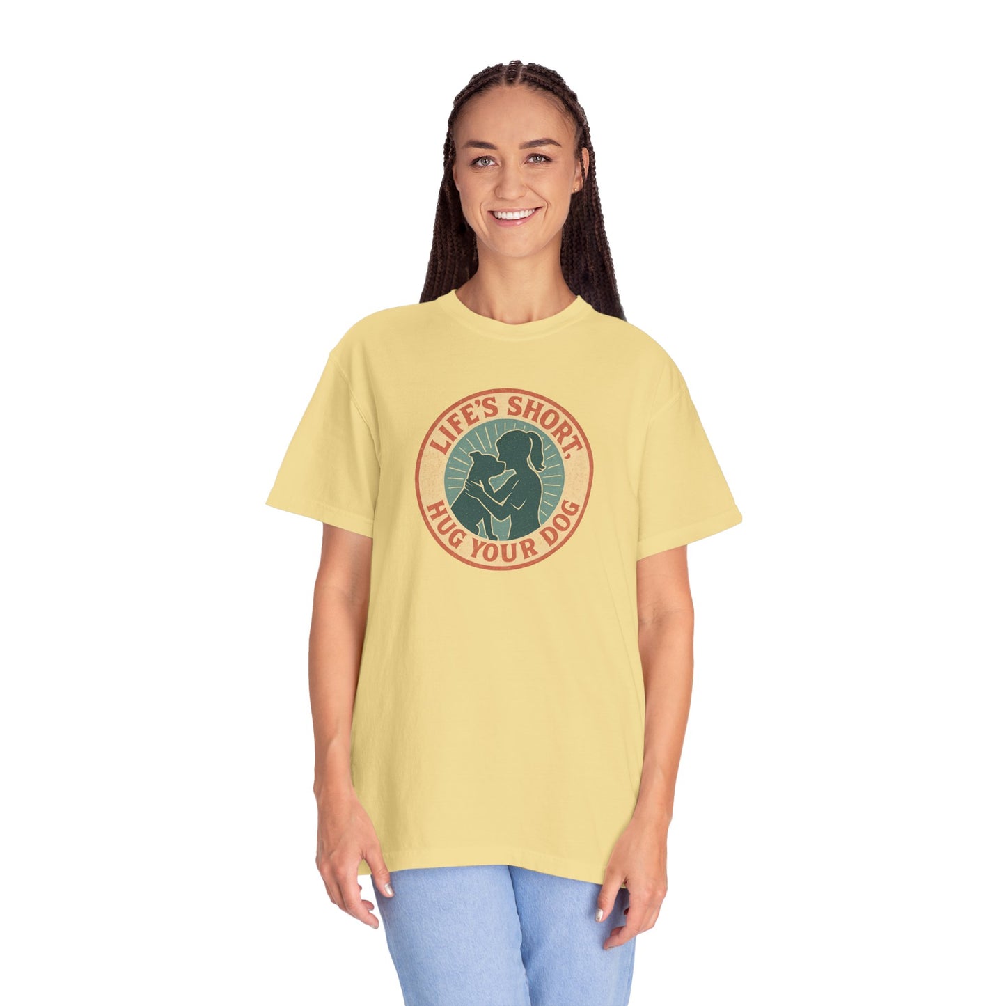 Life's Short Hug Your Dog T-Shirt, Cute Dog Lover Tee, Pet Adoption Gift, Unisex Graphic Shirt, Perfect for Dog Owners