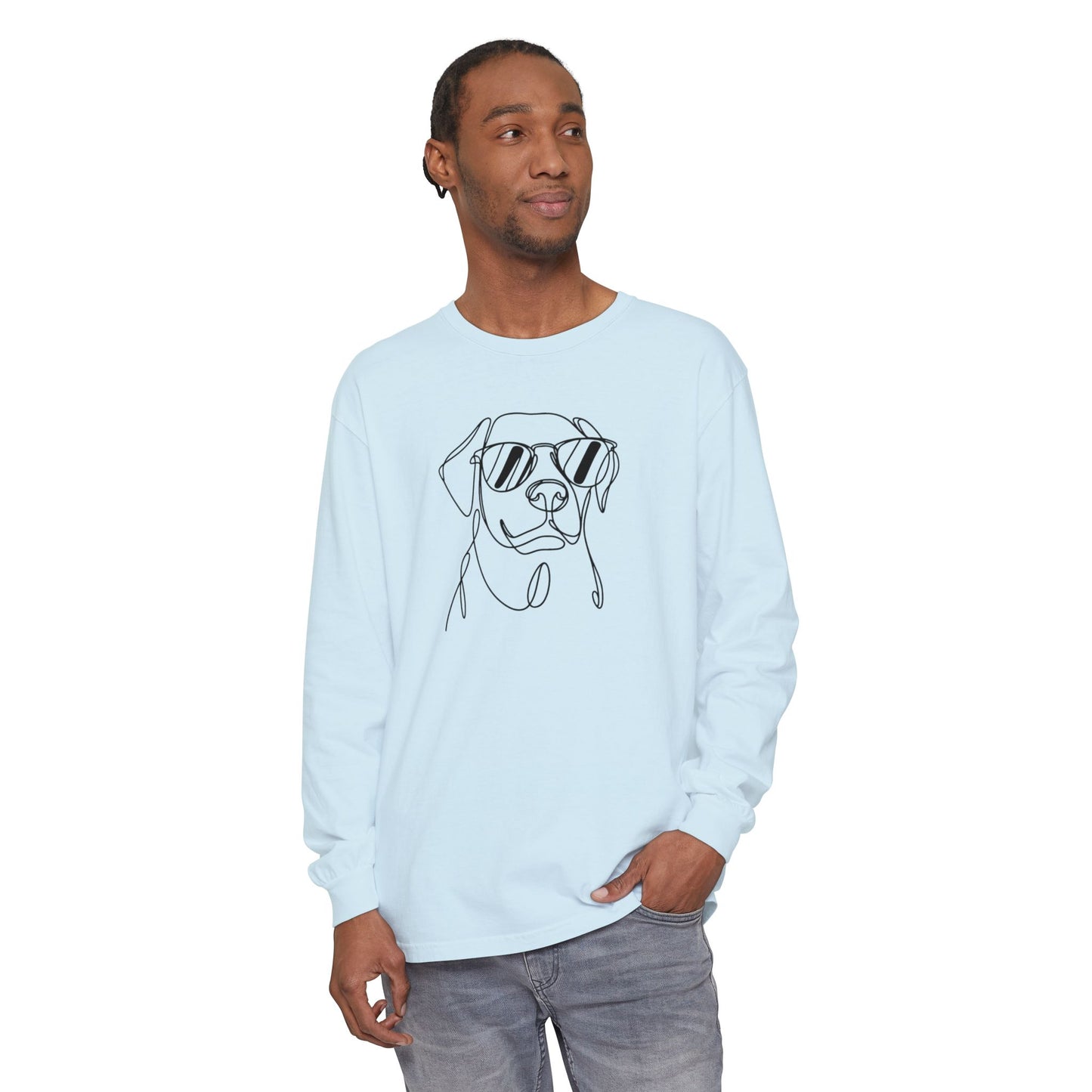 Cool Dog Long Sleeve T-Shirt | Unisex Garment-Dyed Tee
