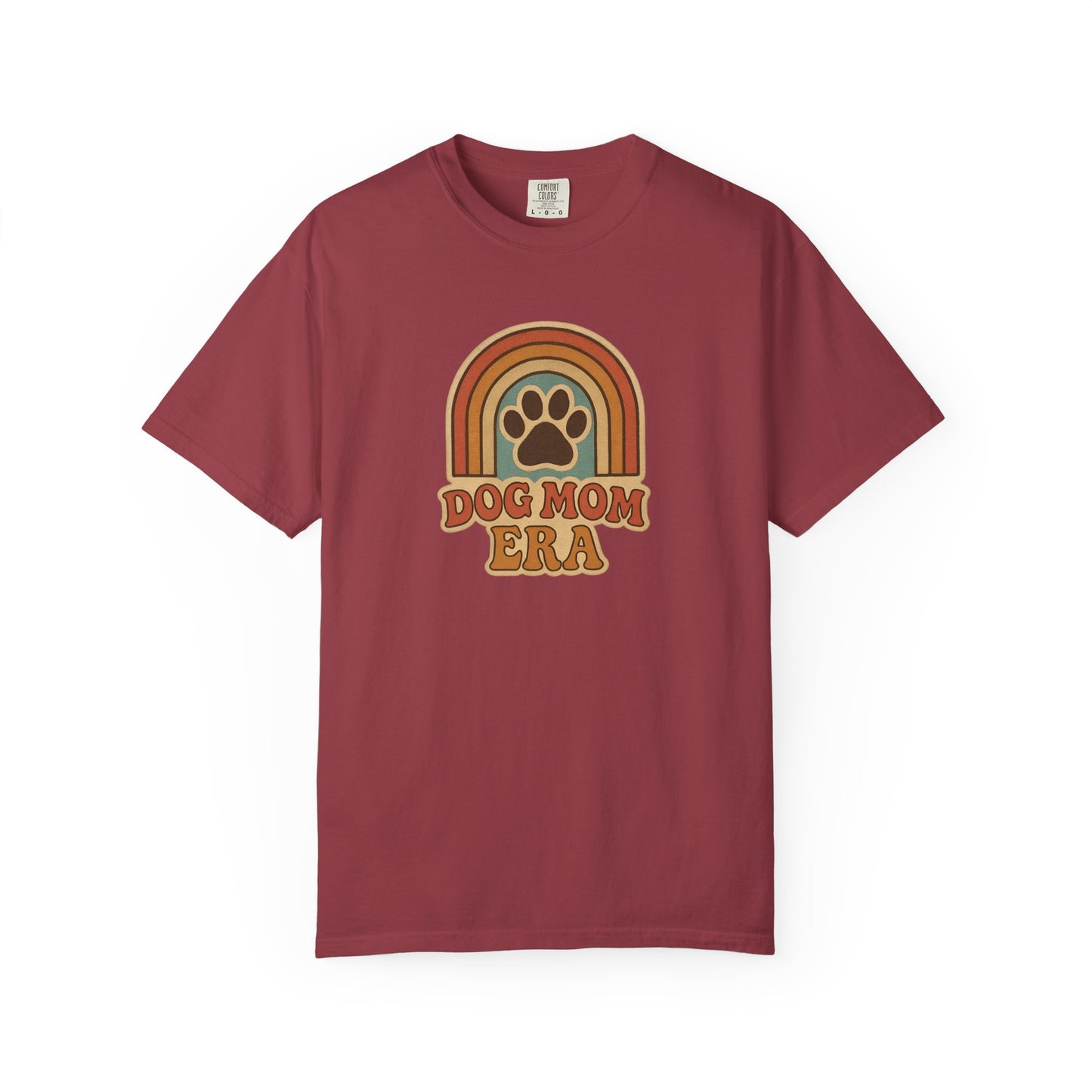 Dog Mom Era T-Shirt, Unisex Garment-Dyed Tee, Pet Lover Apparel, Gift for Dog Moms, Casual Everyday Wear, Rainbow Design