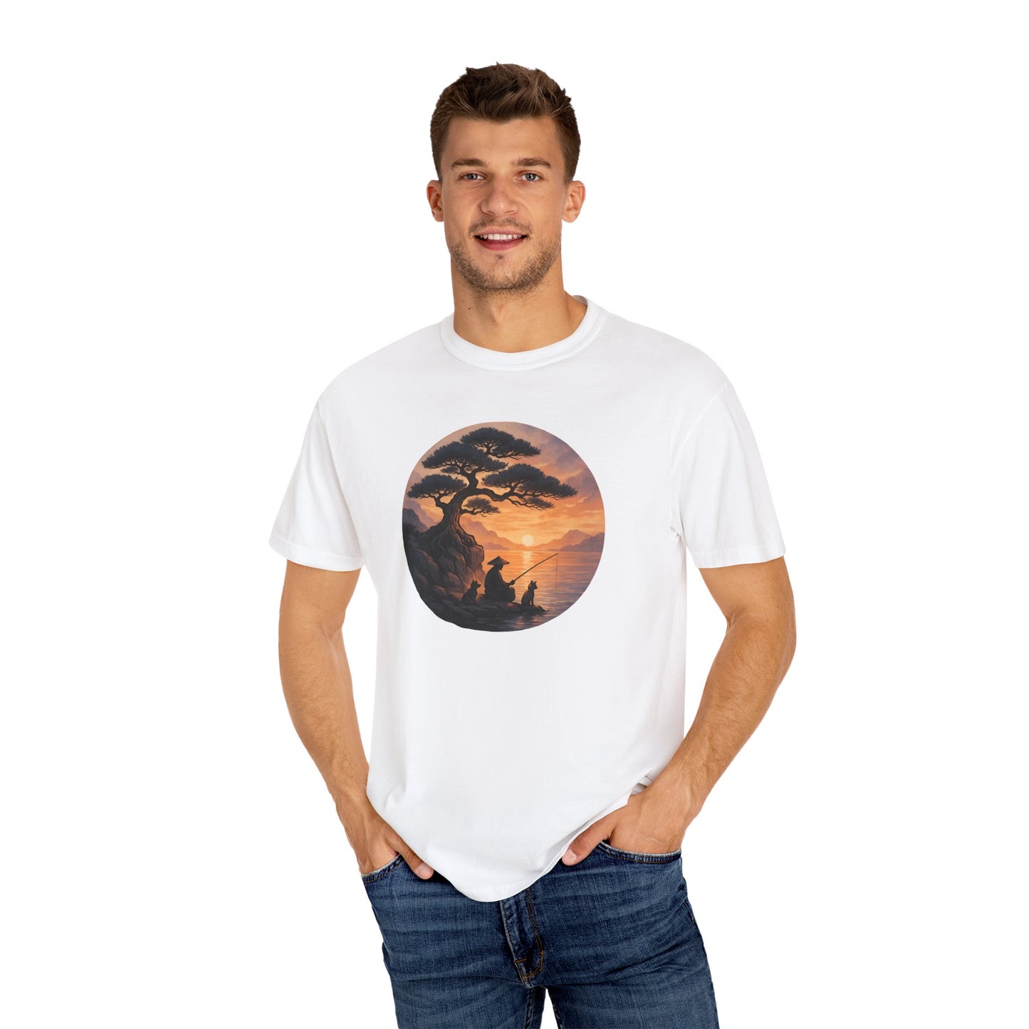 Vintage Sunset Fisherman Unisex T-shirt