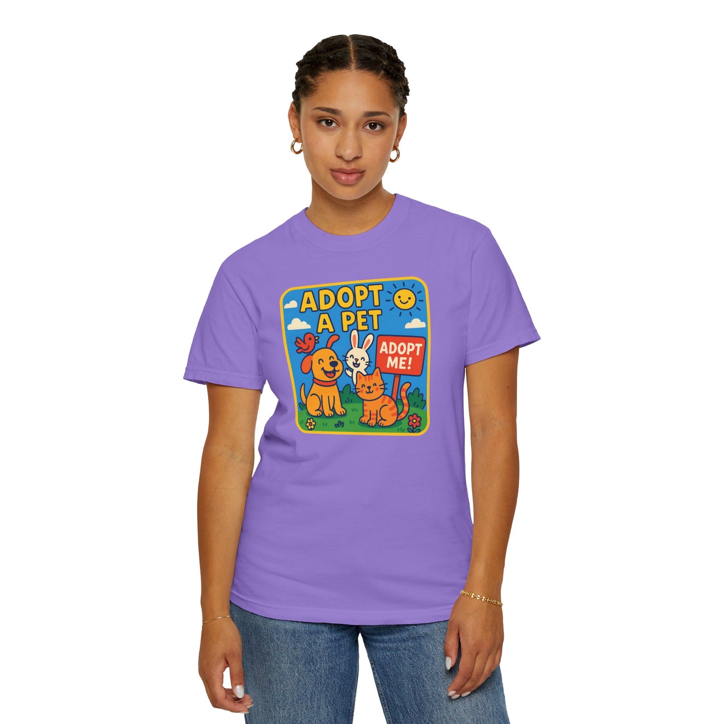 Adopt a Pet T-Shirt - Unisex Garment-Dyed Tee for Animal Lovers
