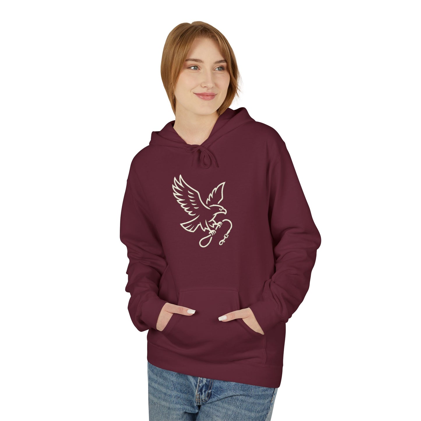 Stylish Unisex Fleece Hoodie with Unique Bird Design, Cozy Pullover, Casual Wear, Gift for Nature Lovers, Perfect for Fall