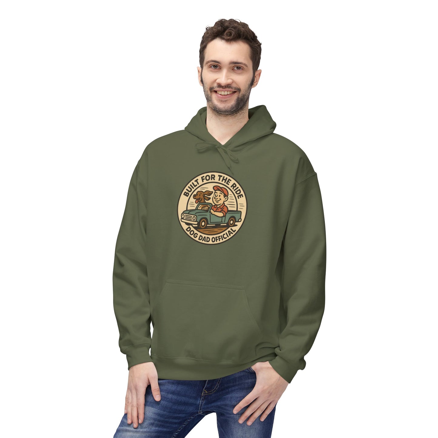 Dog Dad Fleece Hoodie, Unisex Softstyle Hooded Sweatshirt, Perfect Gift for Dog Lovers, Comfortable and Stylish