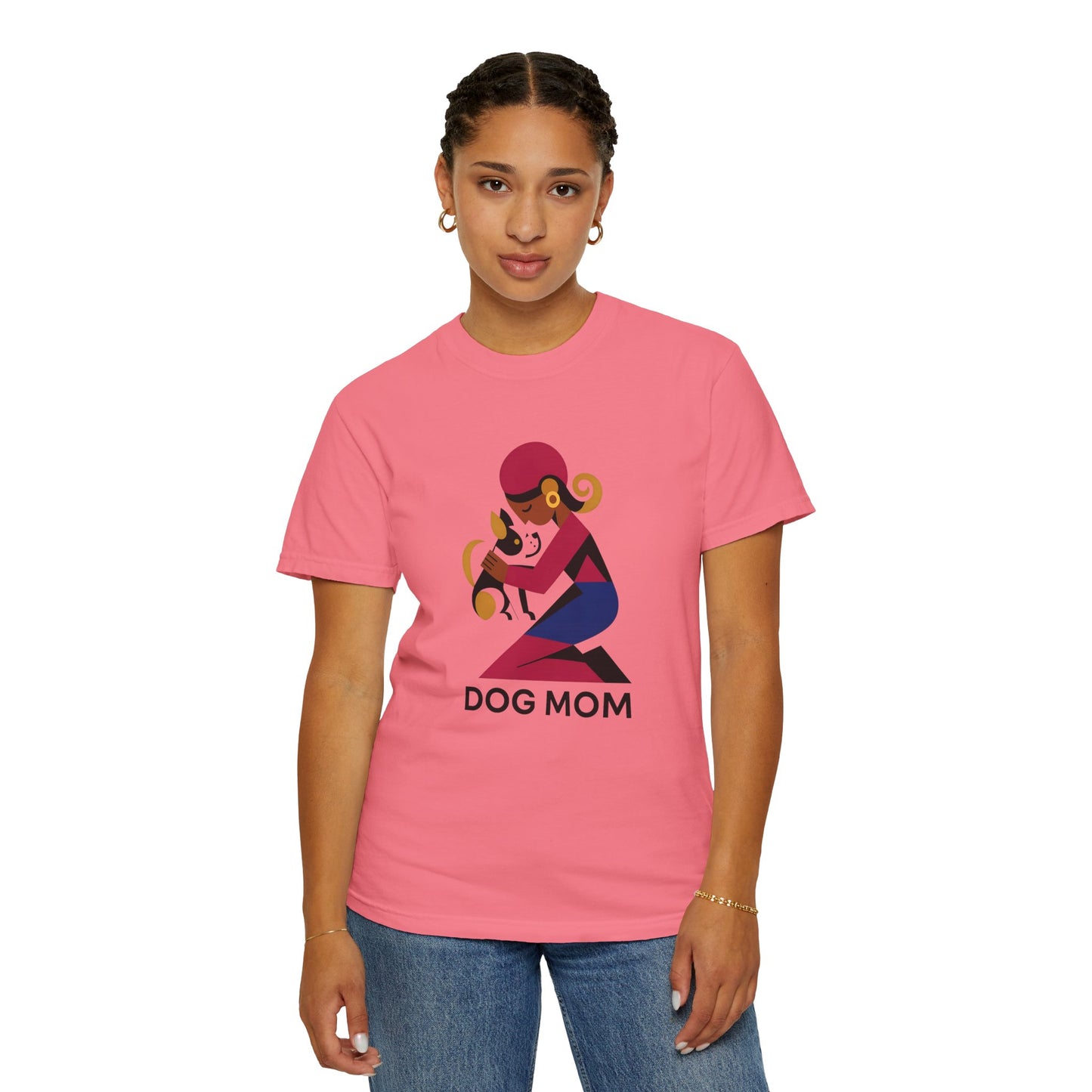 Dog Mom Garment-Dyed T-Shirt, Gift for Dog Lovers, Casual Wear, Pet Owner Apparel, Mother's Day Gift, Animal Lover Tee