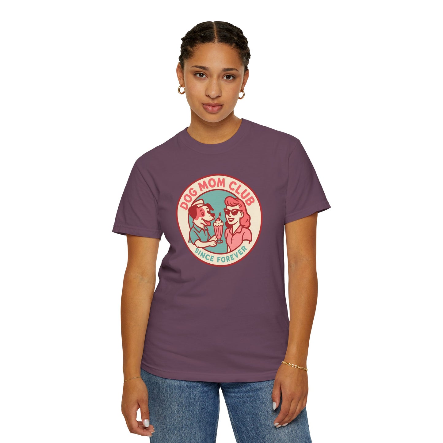 Dog Mom Club Garment-Dyed Tee | Casual Women's T-Shirt | Pet Lover Gift | Dog Mom Apparel | Cute Animal Lover Shirt