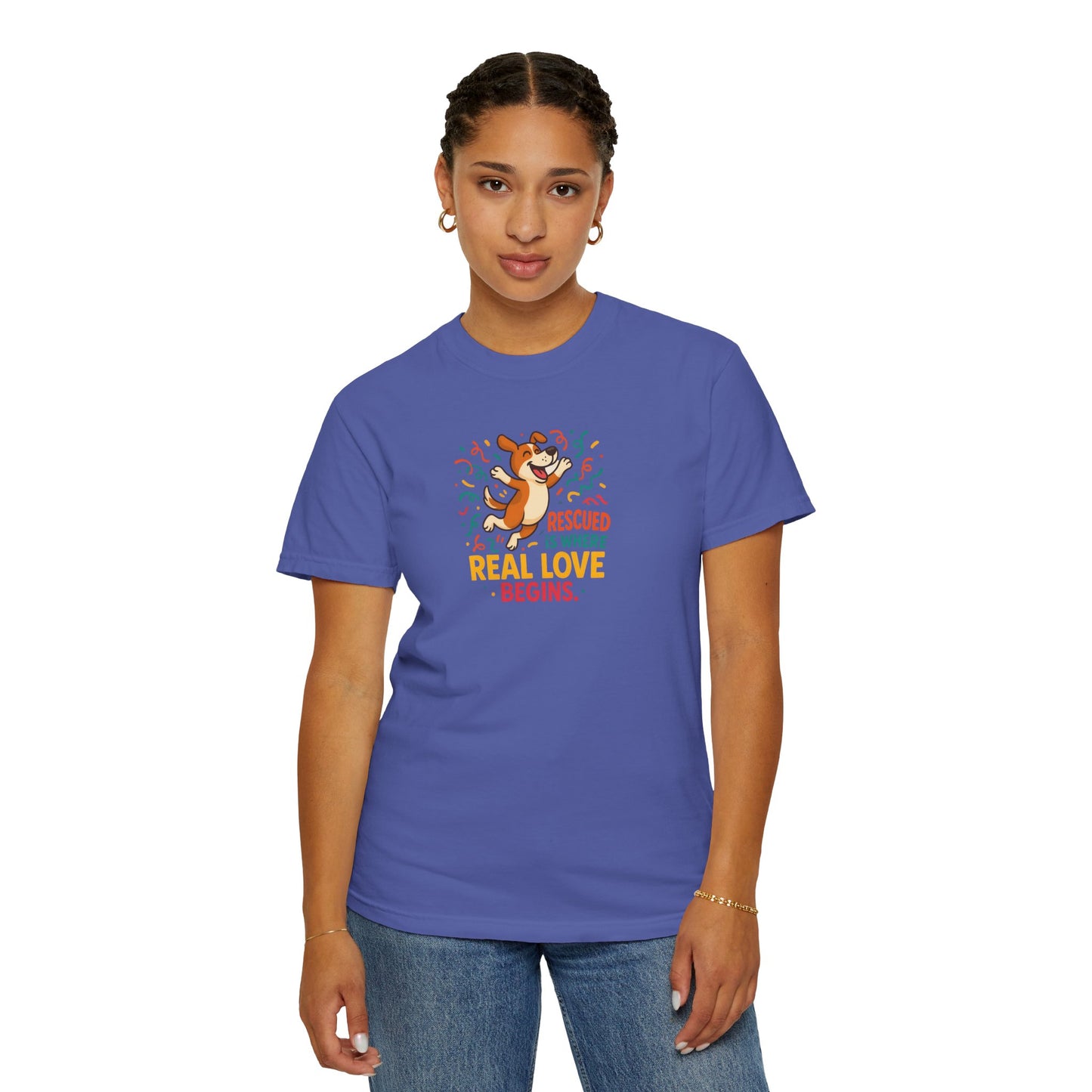 Rescue Love T-Shirt, Unisex Dog Lover Tee, Adoption Awareness Shirt, Pet Rescue Apparel, Gift for Animal Lovers