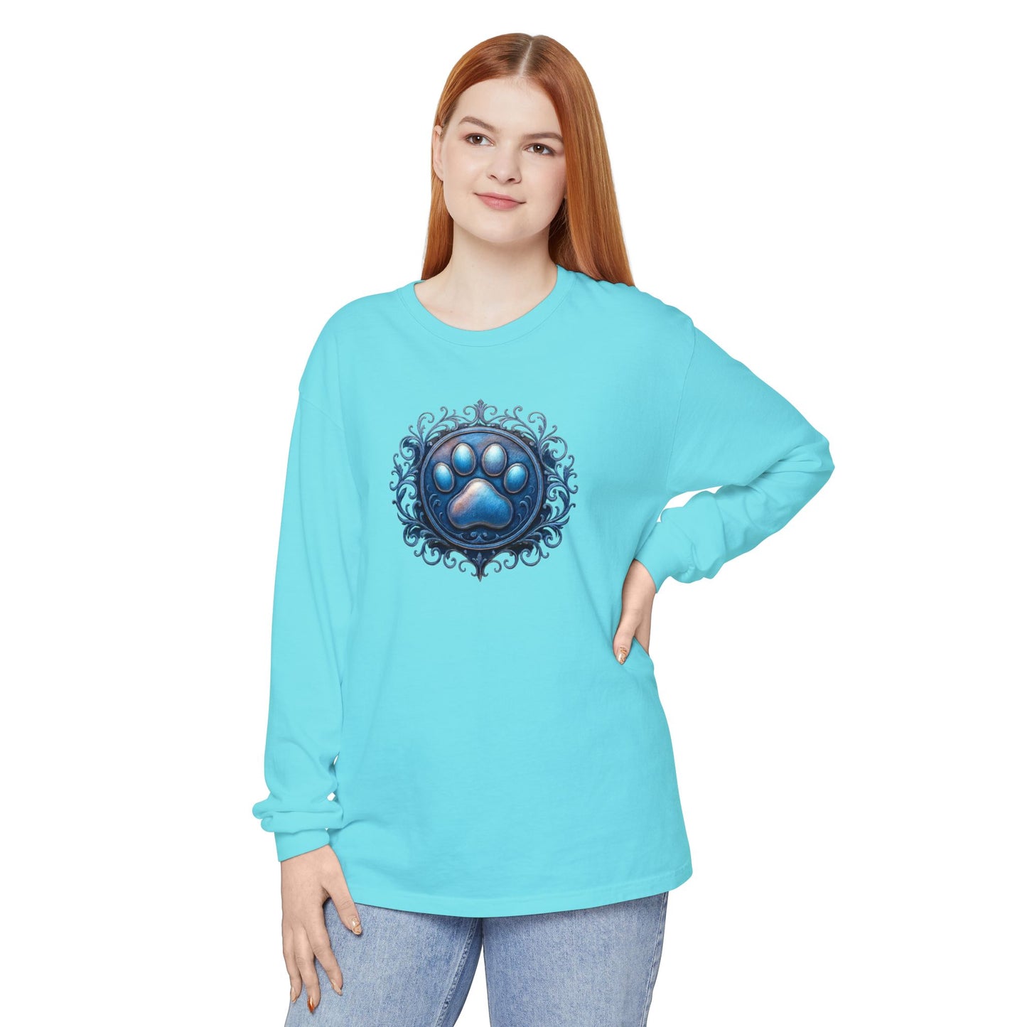 Paw Print Long Sleeve T-Shirt for Pet Lovers | Cozy Gift for Animal Enthusiasts, Casual Wear, Dog Mom Gift, Unique Pet Tee, Everyday Fashion