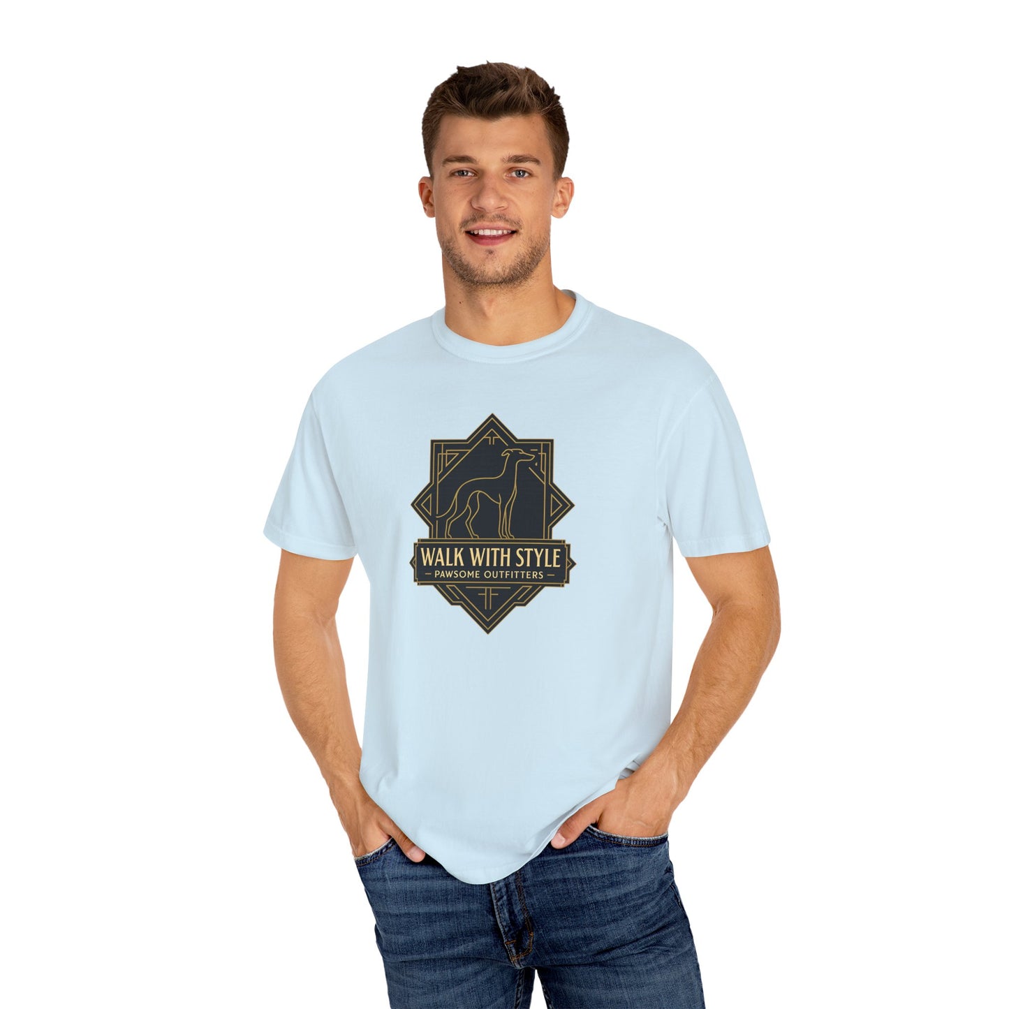 Stylish Unisex Tee - Walk with Style Graphic Shirt, Casual Wear, Gift for Dog Lovers, Relaxed Fit, Everyday Comfort