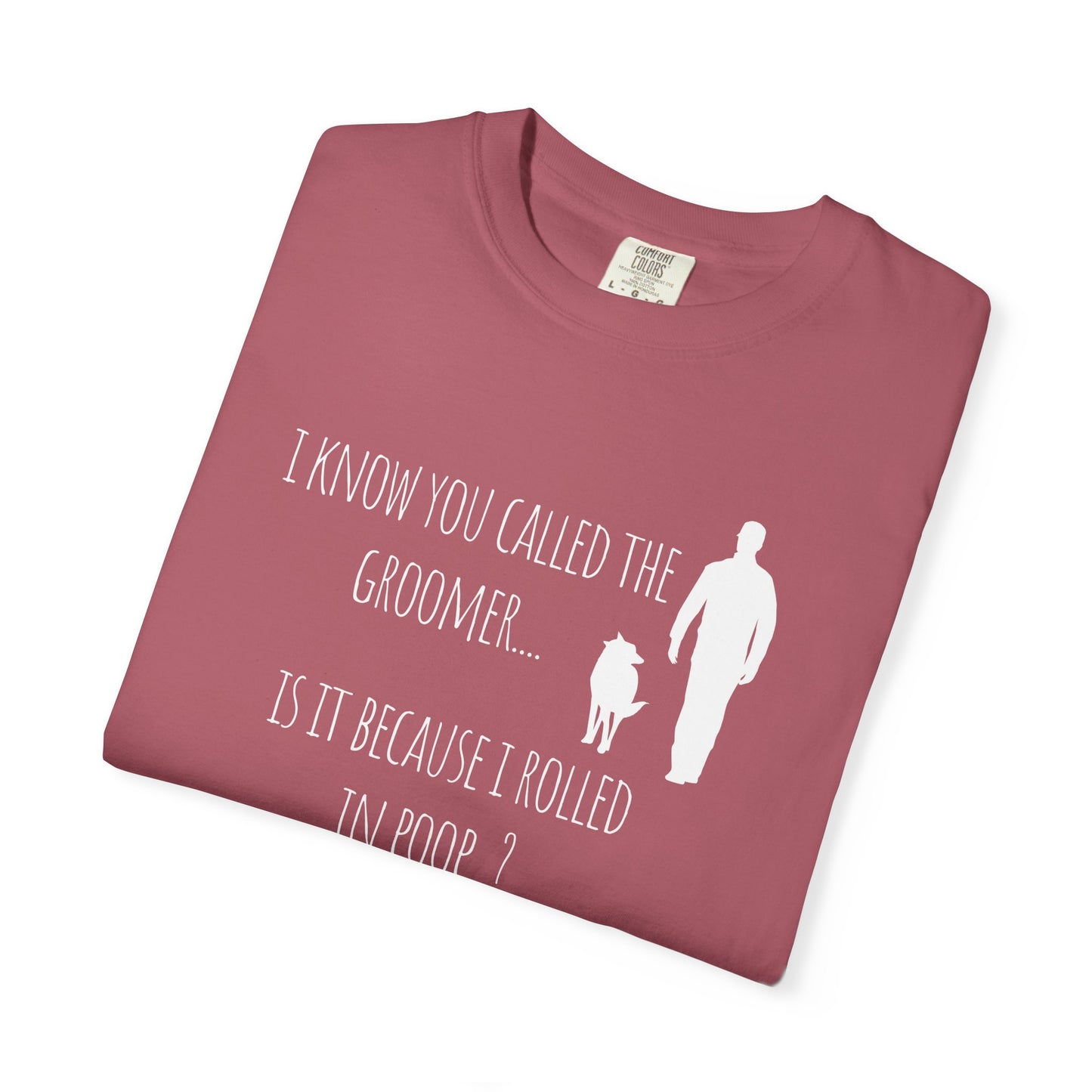 Humorous Dog Lover T-Shirt - 'Is It Because I Rolled In Poop?' Unisex Garment-Dyed Tee