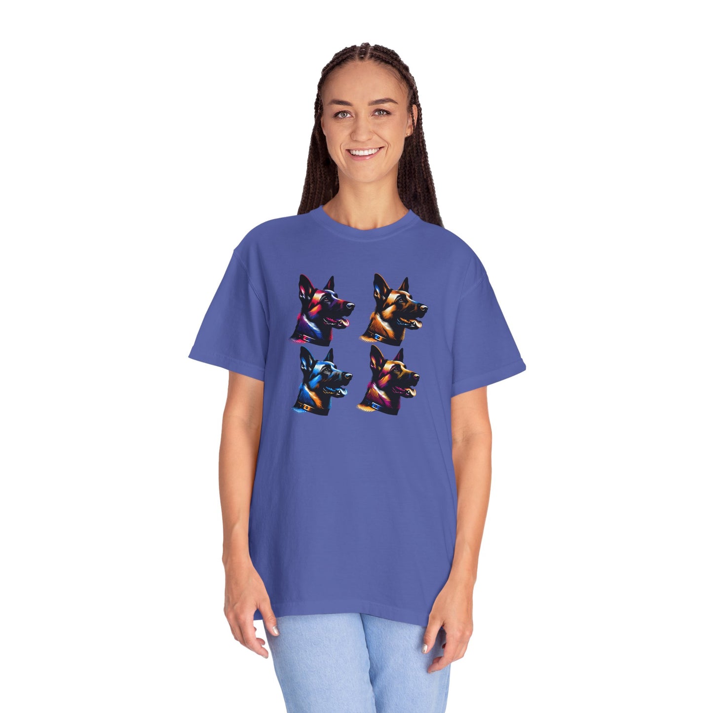 Colorful Belgium Malinois Portrait Unisex Garment-Dyed T-Shirt