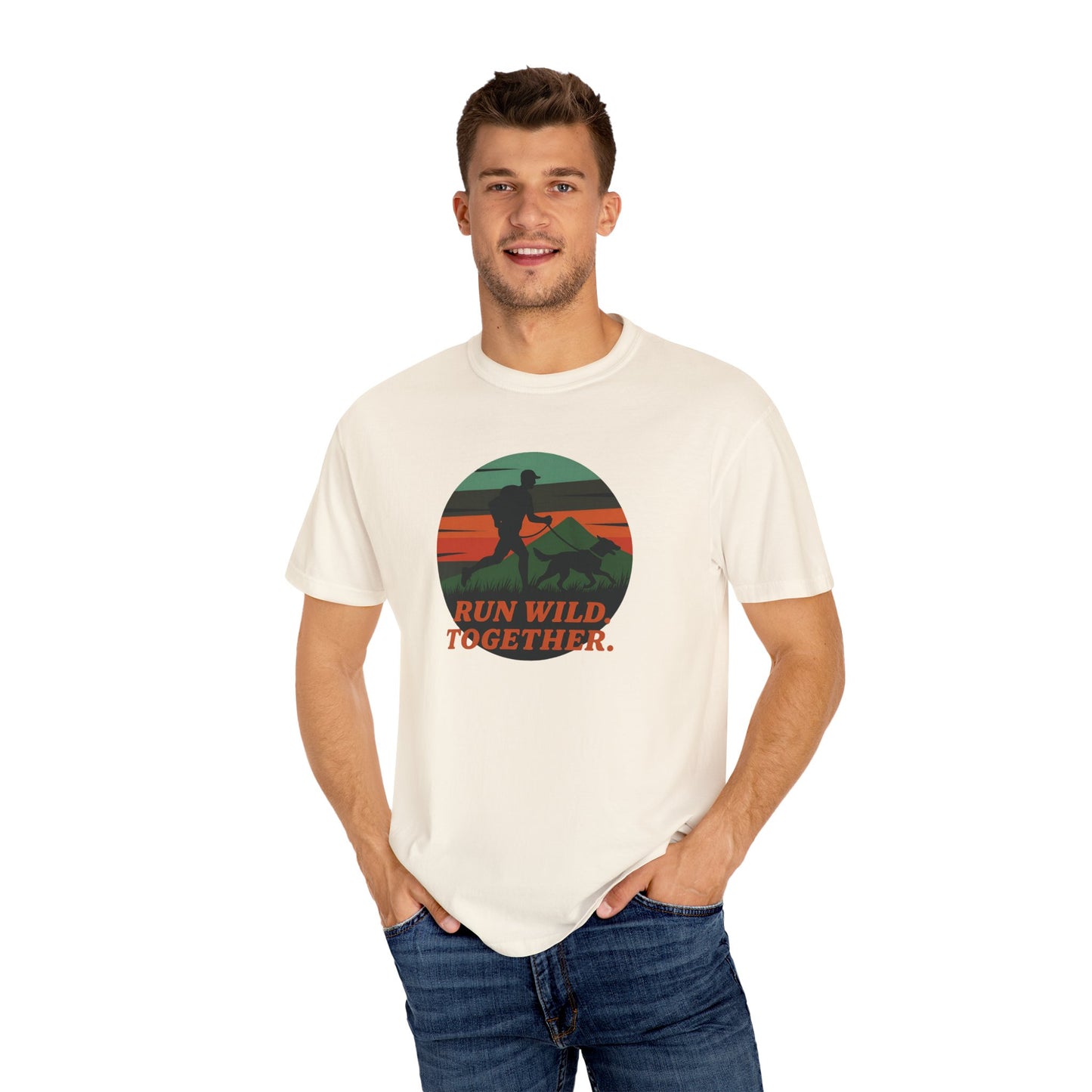 Canicross - Unisex Garment-Dyed T-Shirt - Run Wild Together Adventure Tee