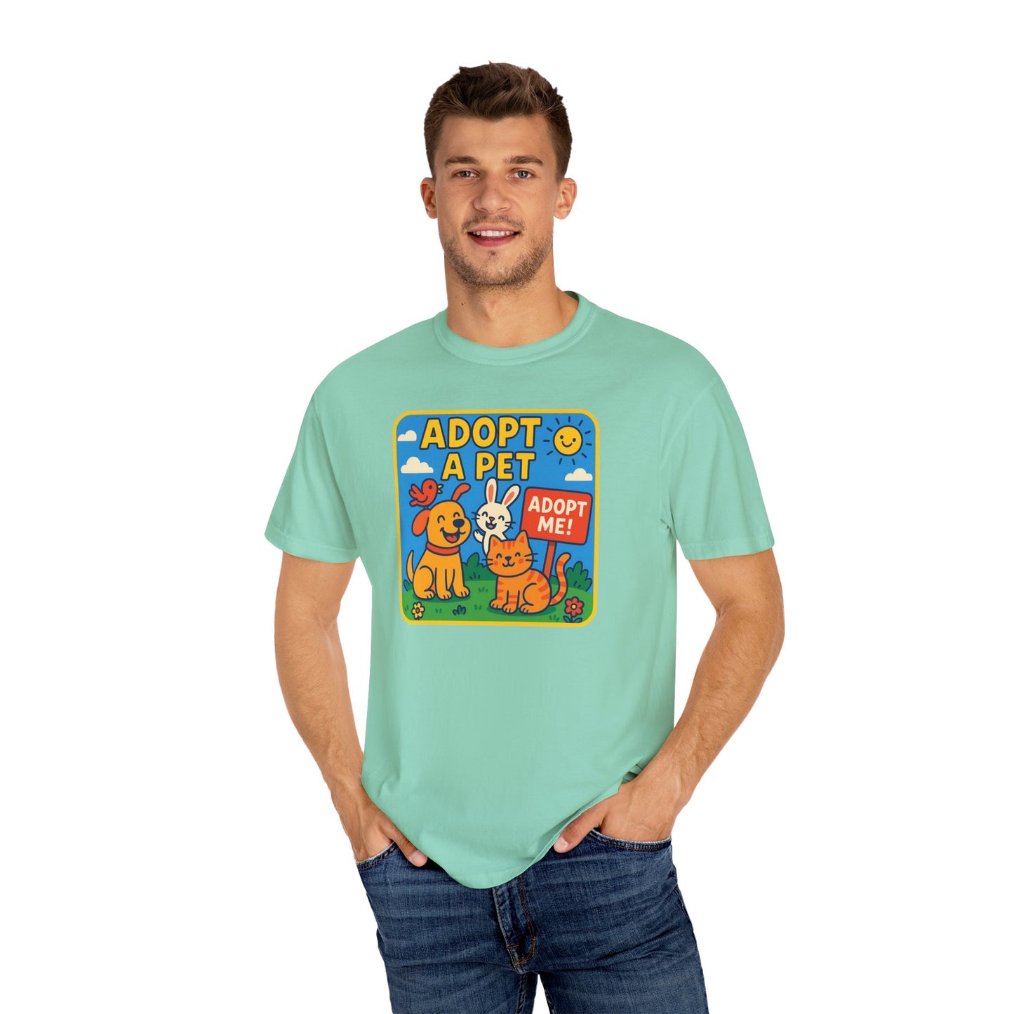 Adopt a Pet T-Shirt - Unisex Garment-Dyed Tee for Animal Lovers