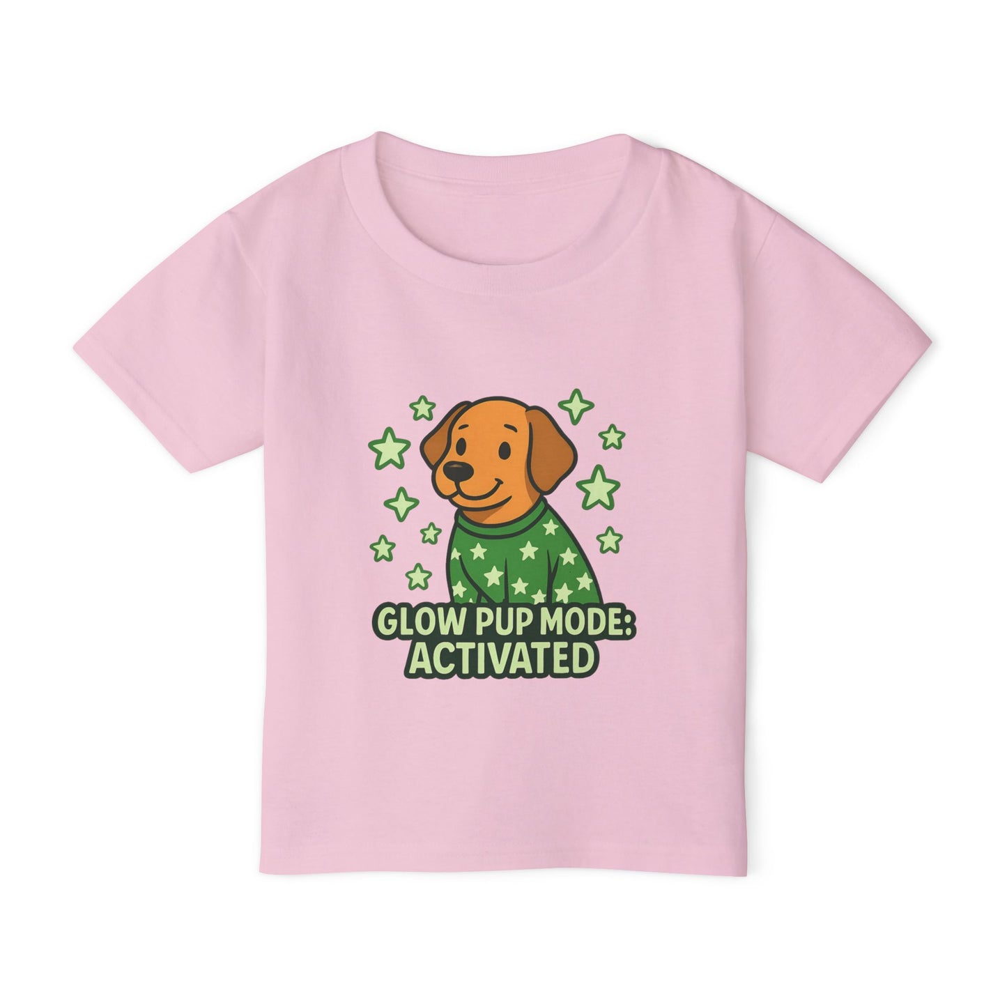 Glow Pup Mode Toddler T-Shirt, Cute Dog Shirt, Kids Graphic Tee, Pet Lover Gift, Playful Toddler Clothing
