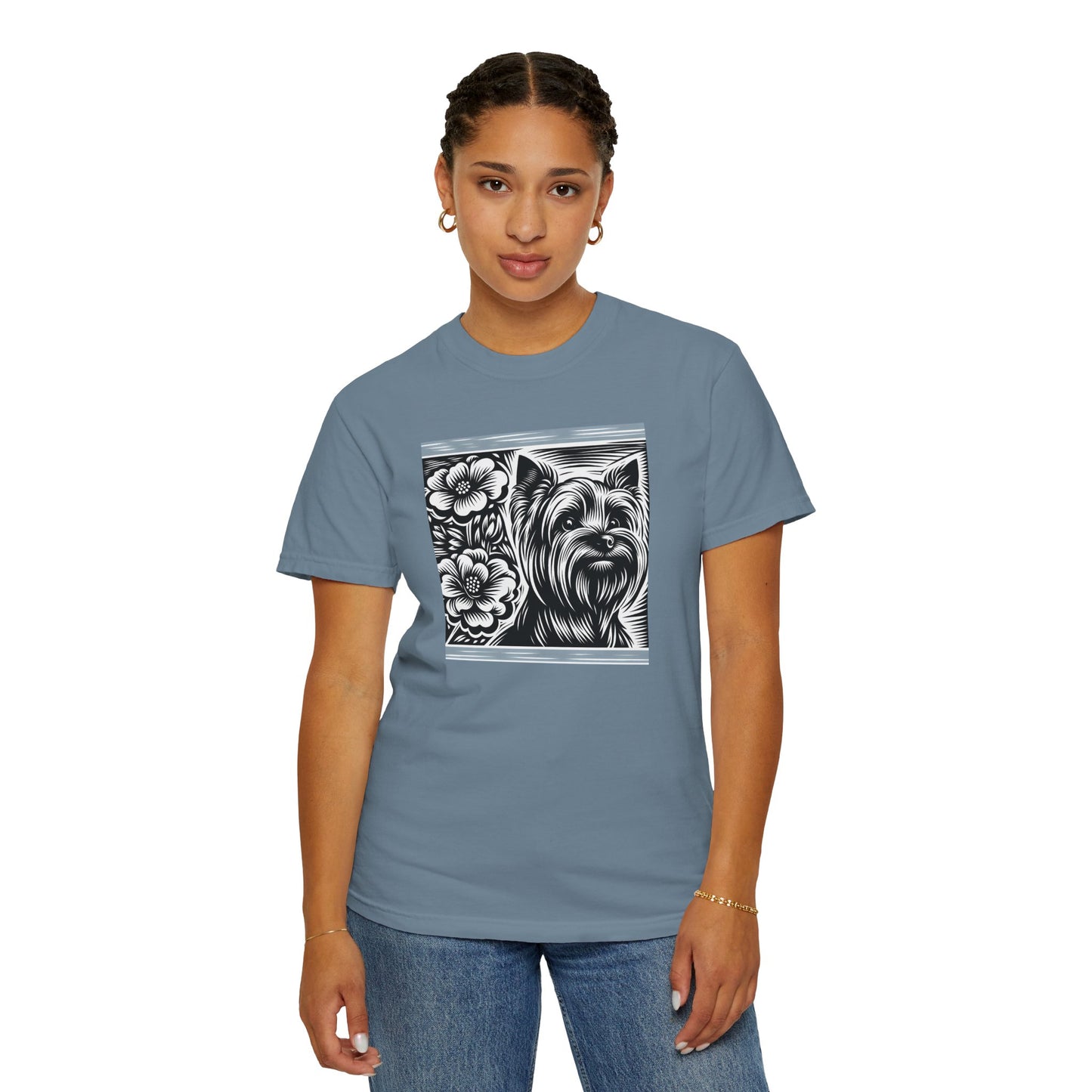 Cute Yorkie Floral T-Shirt for Dog Lovers
