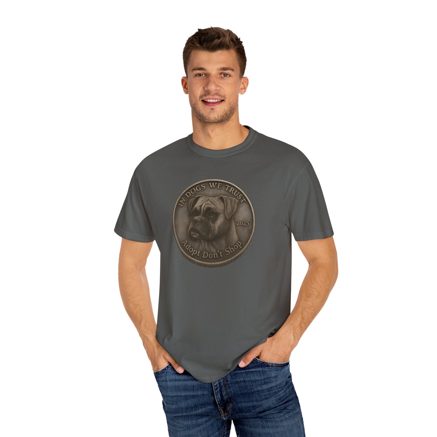 Adopt Don't Shop State Coin T-Shirt Collection - Proud Dog Breed Illustrations