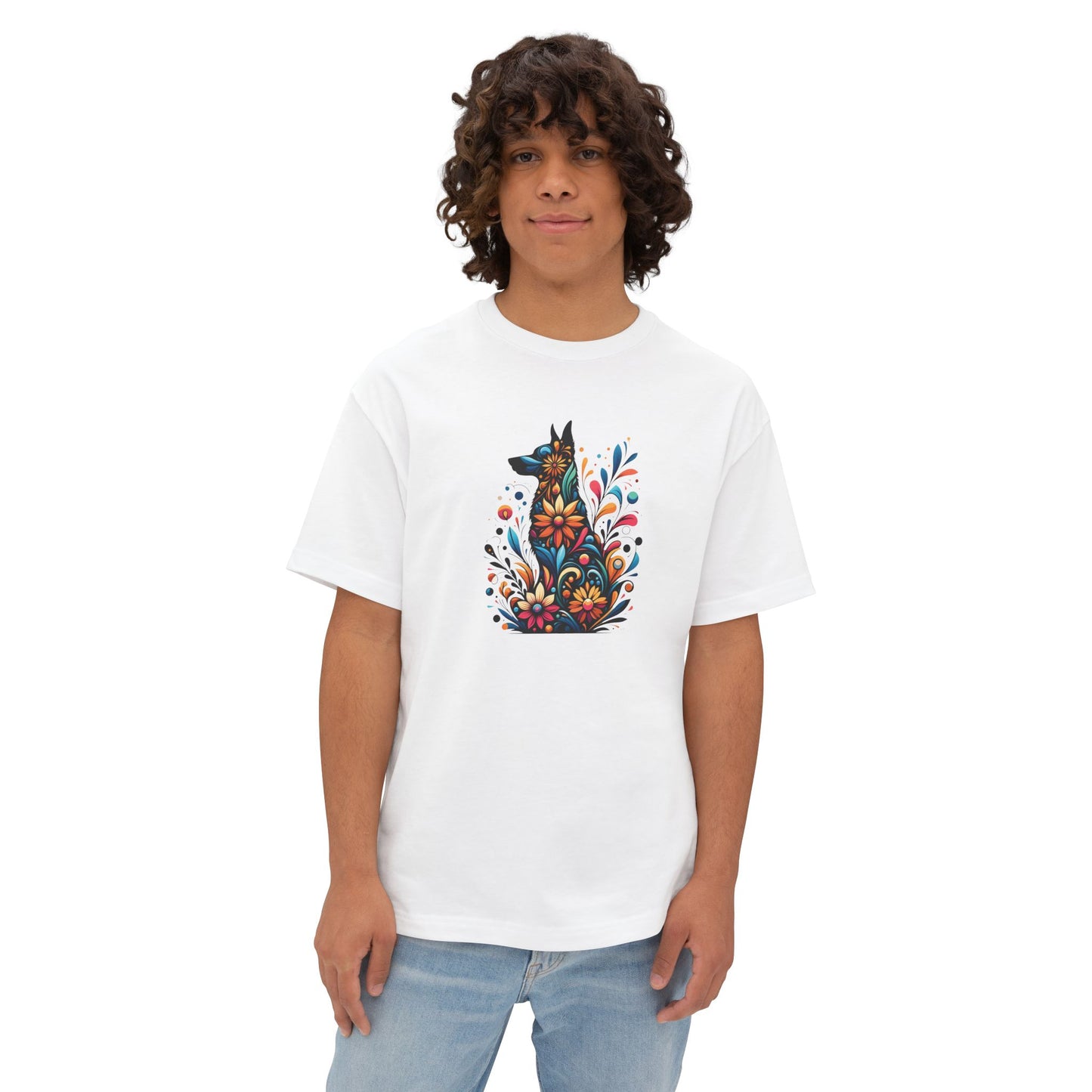 Floral German Shepard Oversized Tee – Unisex Graphic T-Shirt for Pet Lovers