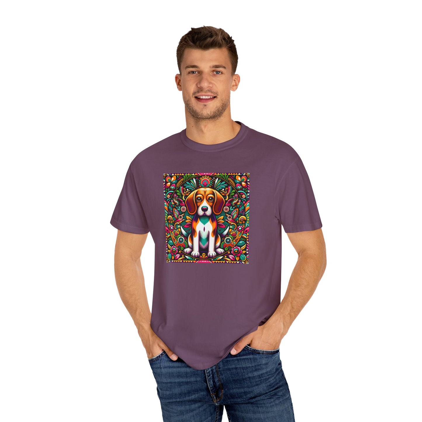 Vibrant Dog Art Unisex Garment-Dyed T-Shirt | Colorful Canine Design