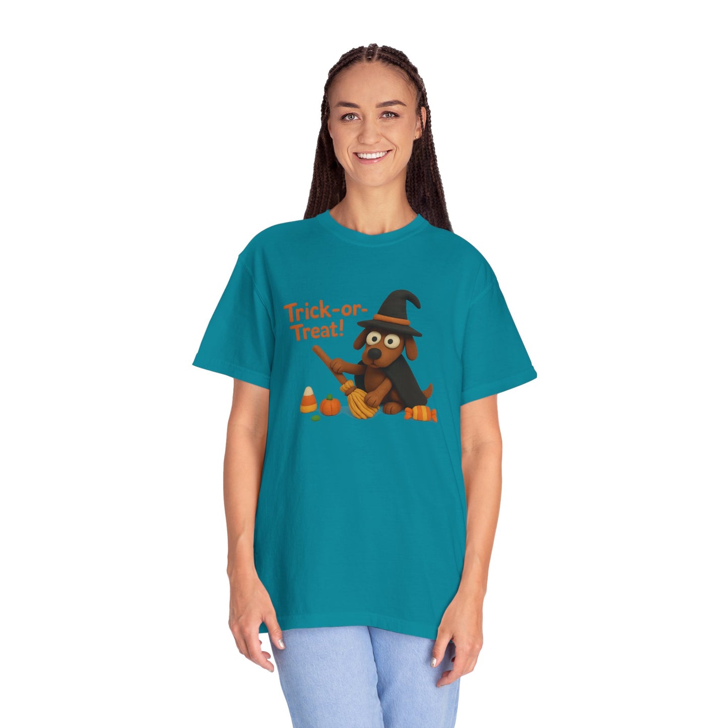 Cute Halloween Dog T-Shirt, Trick-or-Treat Shirt, Fall Apparel, Pet Lover Gift, Unisex Halloween Clothing, Animal Lover Tee