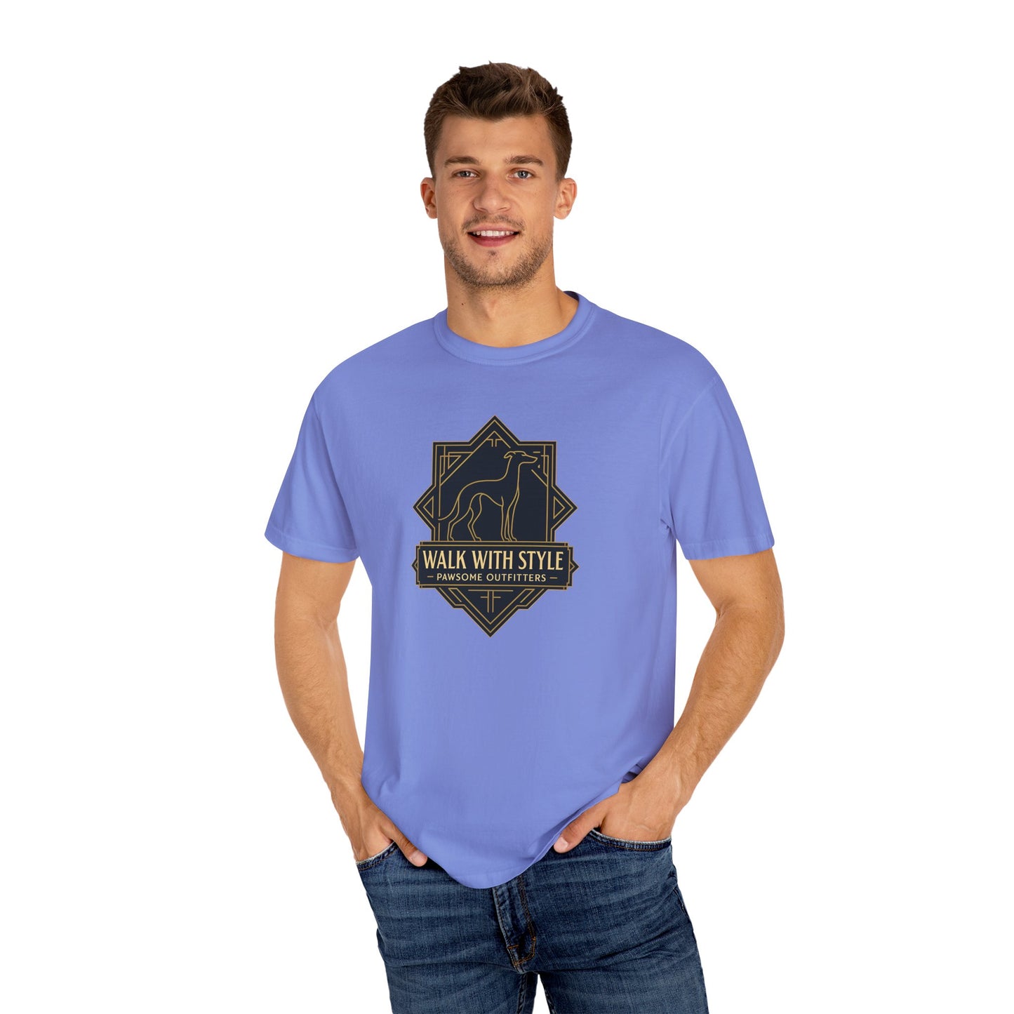 Stylish Unisex Tee - Walk with Style Graphic Shirt, Casual Wear, Gift for Dog Lovers, Relaxed Fit, Everyday Comfort