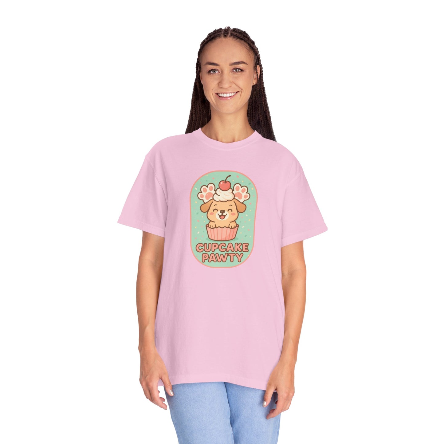 Cute Dog Cupcake Pawty Unisex T-shirt, Perfect for Animal Lovers, Pet Birthdays, Gifts, Casual Wear, Fun Gatherings, Dog Celebrations
