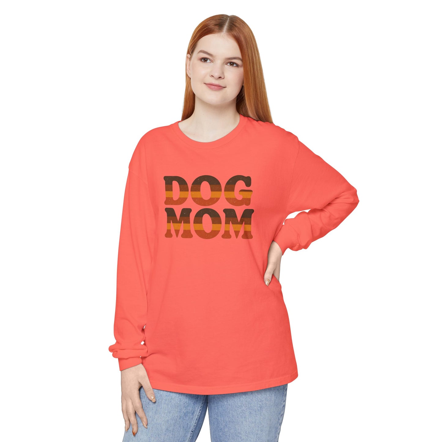 Dog Mom Long Sleeve Tee, Perfect Gift for Dog Lovers, Casual Wear, Pet-Themed Apparel, Great for Birthdays or Holidays