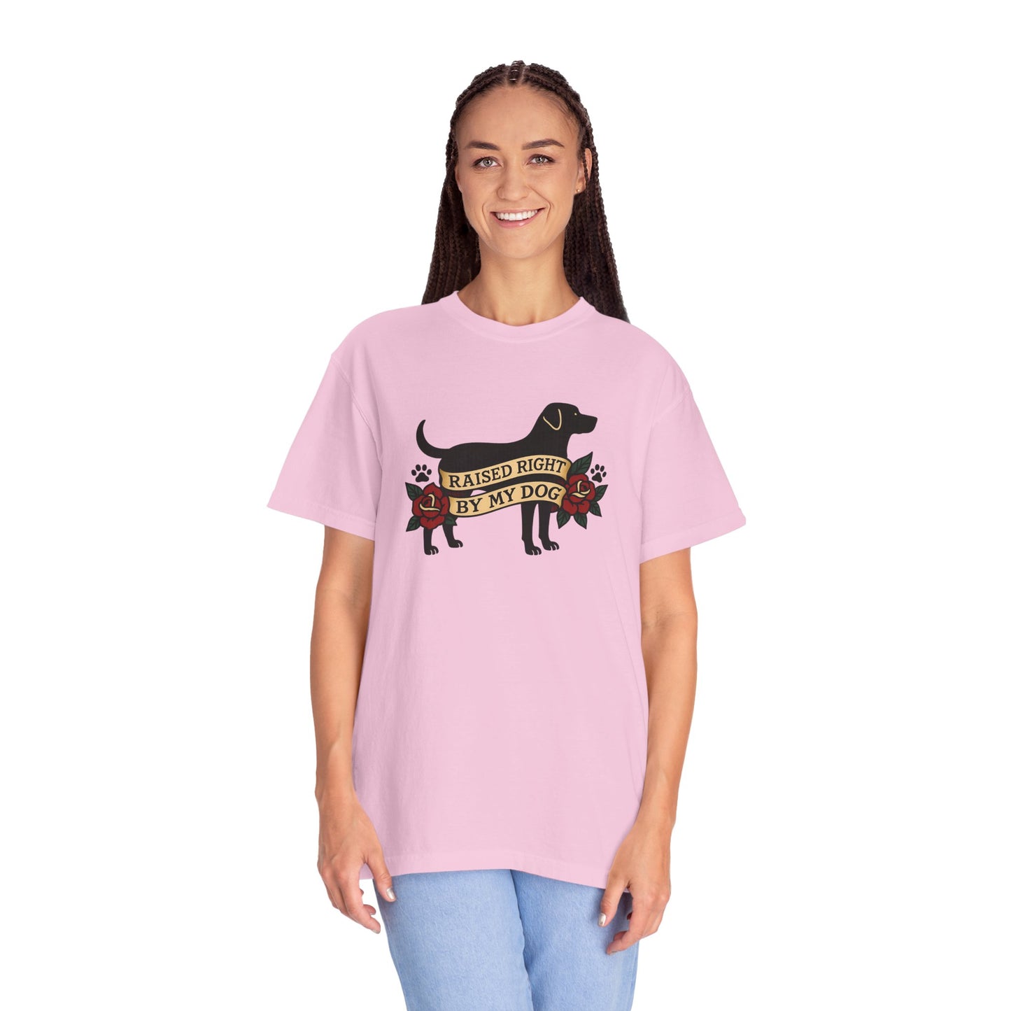 Raised Right by My Dog Tee, Unisex Pet-Themed Apparel, Gift for Dog Owners, Cute Canine Shirt
