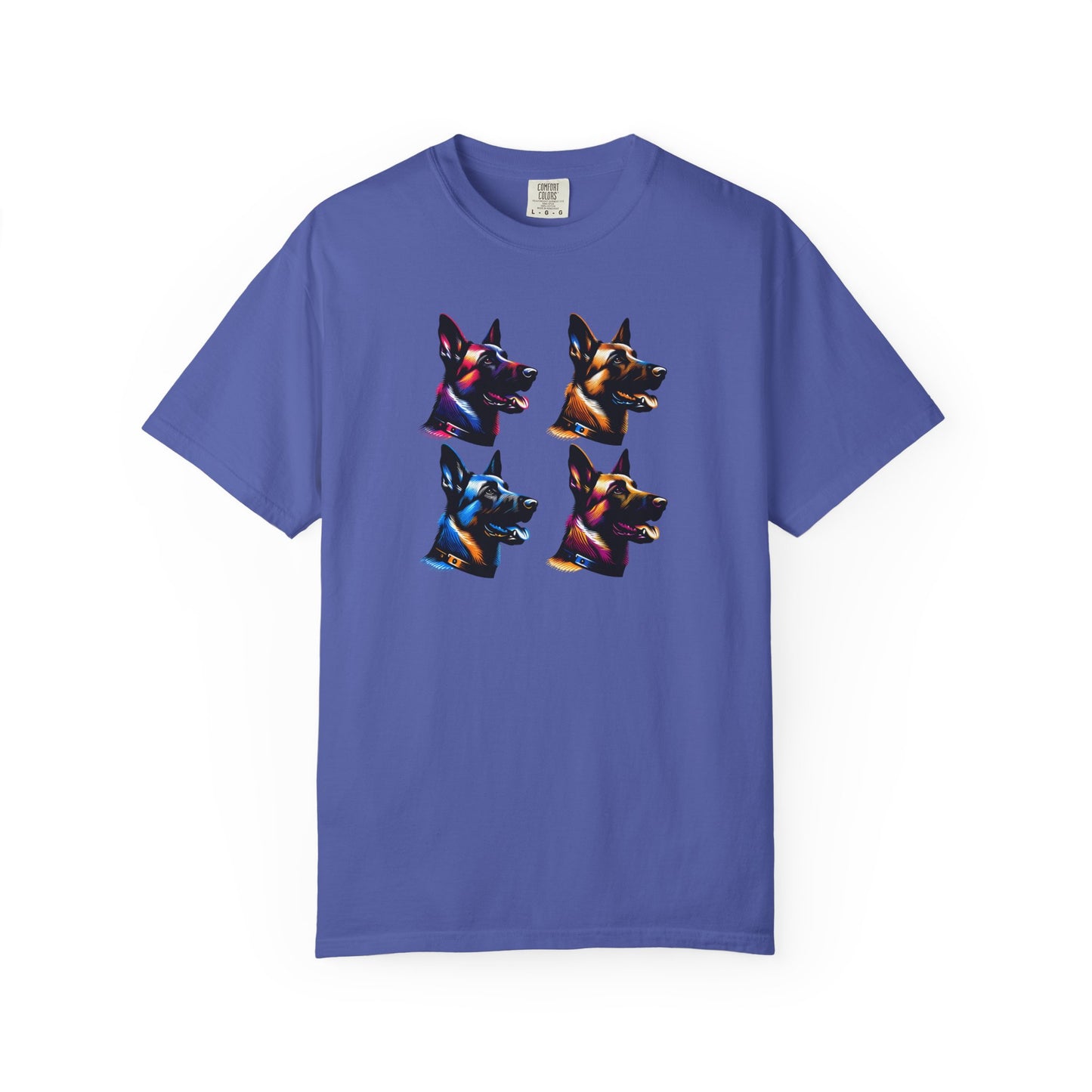 Colorful Belgium Malinois Portrait Unisex Garment-Dyed T-Shirt