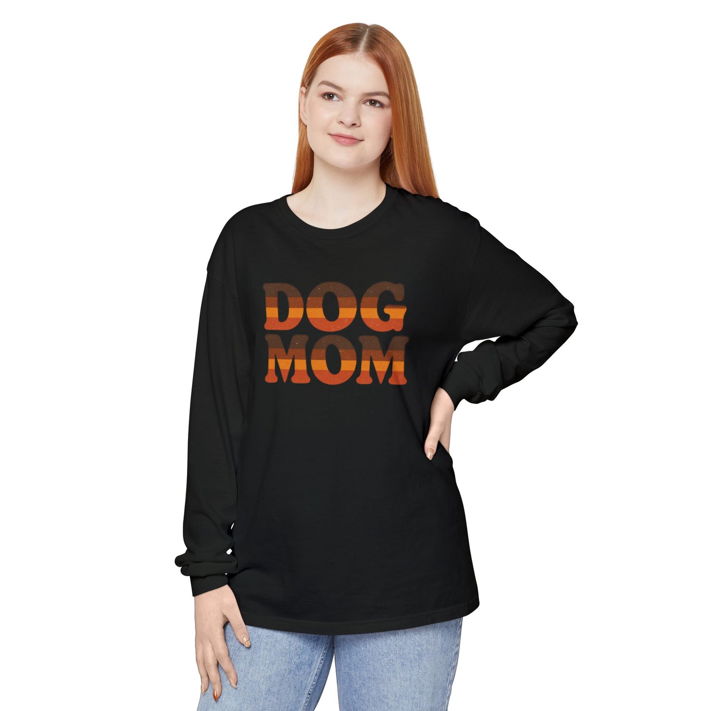 Dog Mom Long Sleeve Tee, Perfect Gift for Dog Lovers, Casual Wear, Pet-Themed Apparel, Great for Birthdays or Holidays