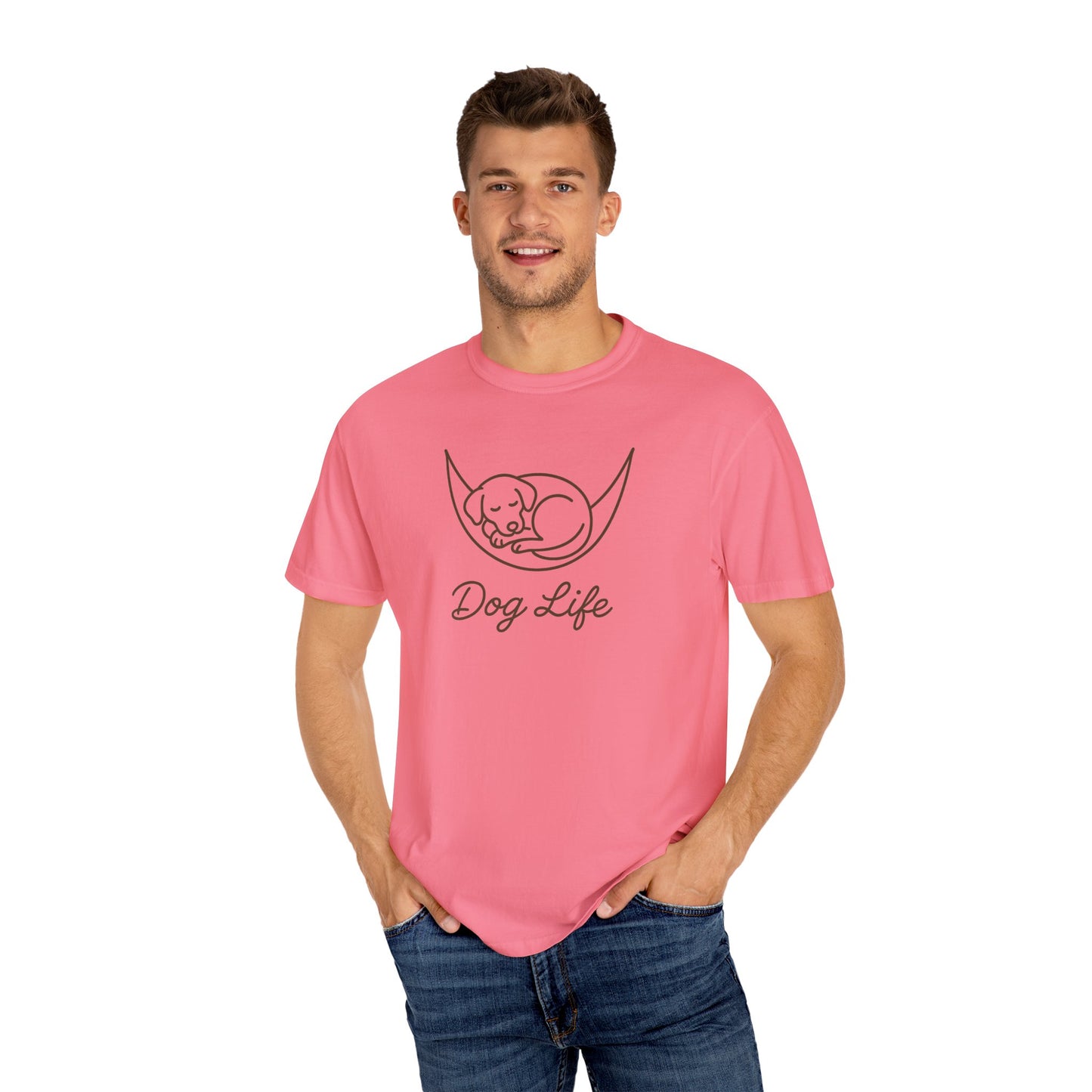 Dog Life Unisex Garment-Dyed T-Shirt, Pet Lover Tee, Dog Owner Gift, Casual Dog T-Shirt, Animal Lover Apparel, Comfortable Everyday Wear