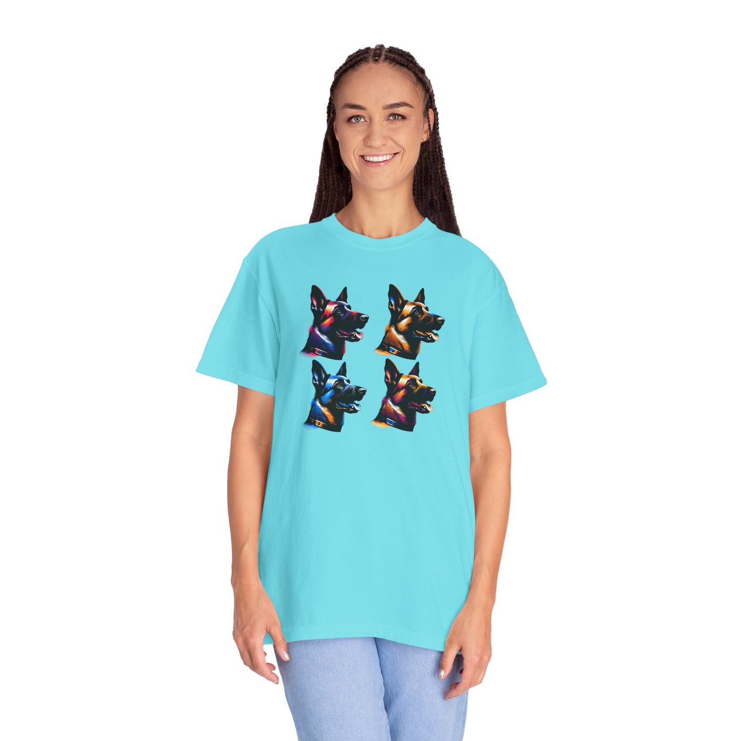 Colorful Belgium Malinois Portrait Unisex Garment-Dyed T-Shirt