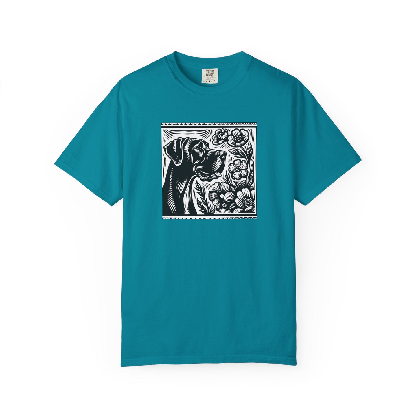 Great Dane Dog Lover's Floral Print T-Shirt | Unisex Garment-Dyed Tee