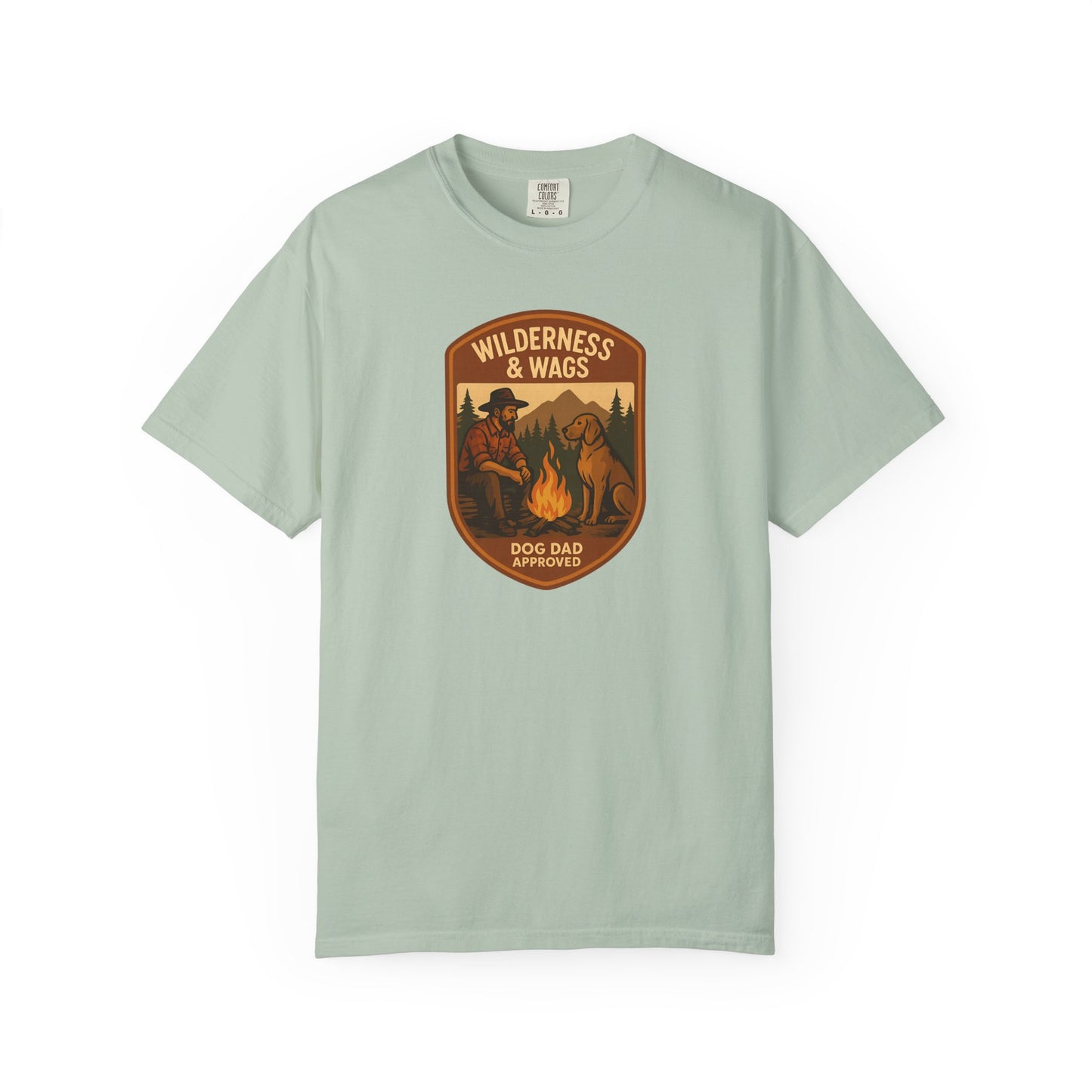 Wilderness & Wags Dog Dad Unisex T-Shirt, Dog Lover Gift, Camping Tee, Father’s Day Apparel, Nature-Inspired Shirt