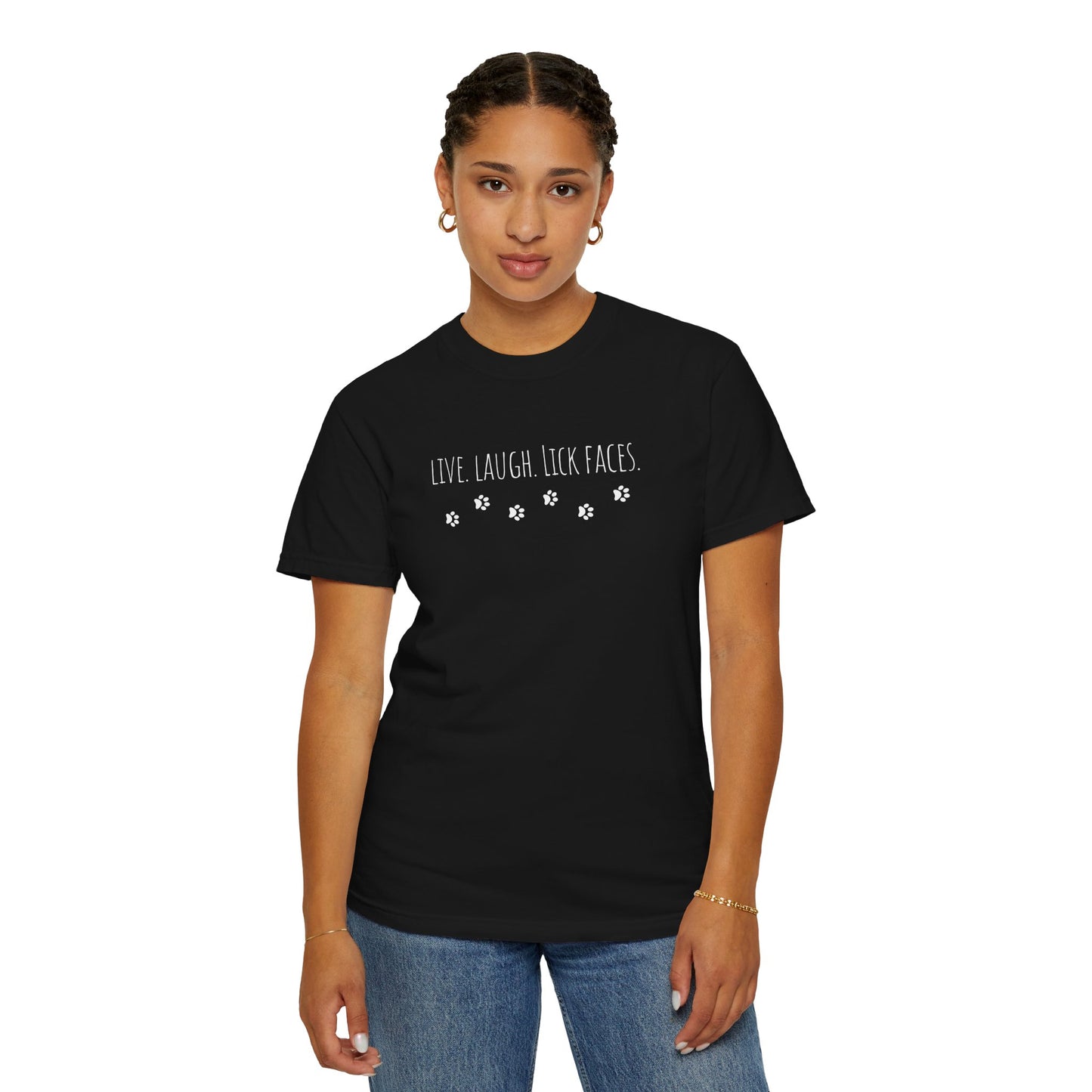 Whimsical Unisex T-shirt - Live, Laugh, Lick Faces - Funny Tee, Gift for Dog Lovers, Casual Wear, Birthday Shirt, Pet Parent Apparel