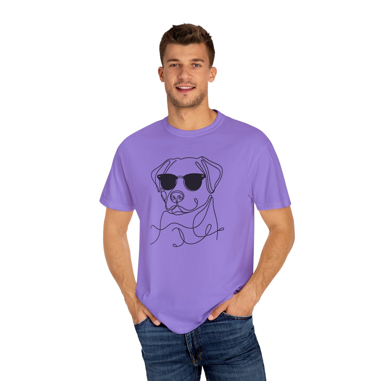 Cool Dog Line Art T-Shirt, Pet Lover Gift, Unisex Tee, Animal Lover Shirt, Casual Wear, Dog Mom Gift, Birthday Present, Dog Themed Apparel