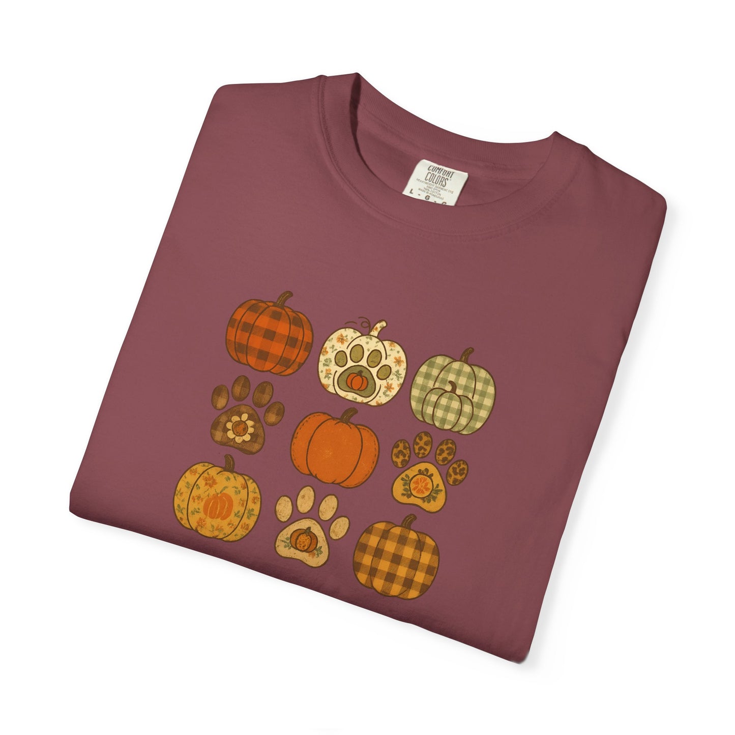 Fall Pumpkin Paw Print Unisex T-Shirt, Cozy Autumn Tee, Harvest Festivity Shirt, Pet Lover Gift, Seasonal Apparel
