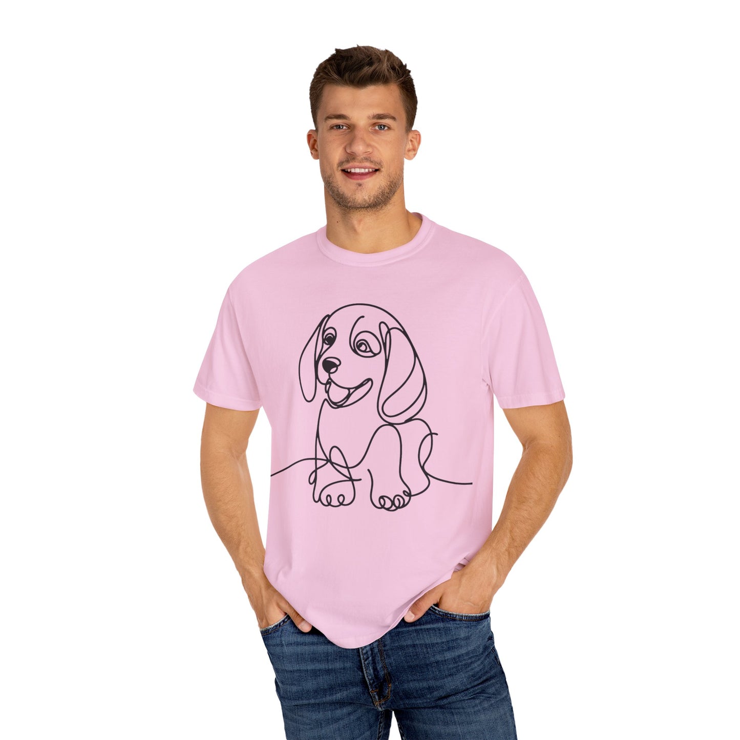 I๐ถ Nose First โ Minimalist Beagle Line Art Tee - Cute Dog Line Art Unisex T-Shirt