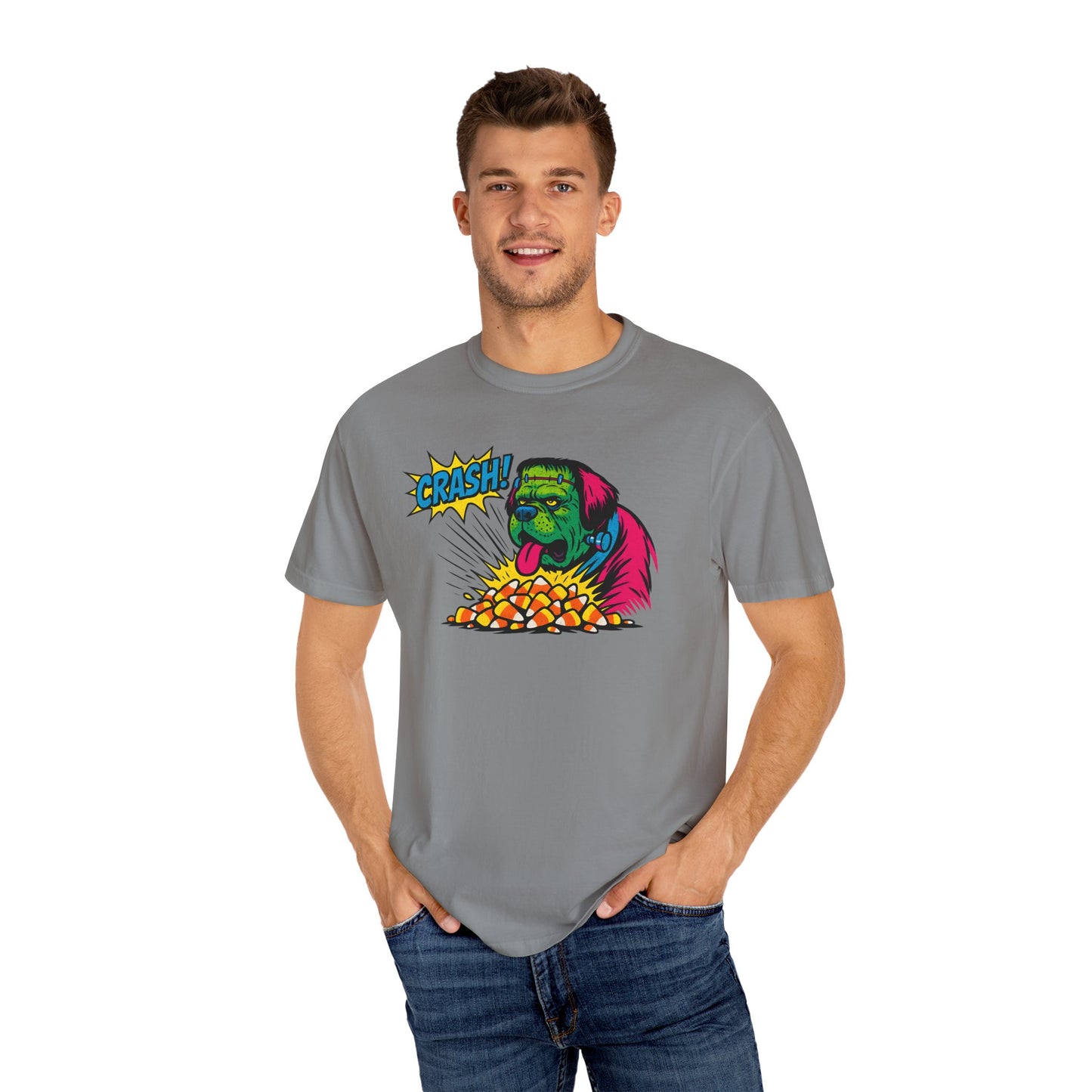 Vibrant Cartoon Graphic Tee, Crash Tee, Funky T-Shirt, Unisex Graphic Shirt, Casual Wear, Fun Gift Idea