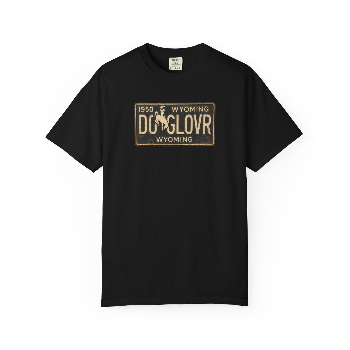 Vintage Wyoming DC DOGLOVR State License Plate T-Shirt