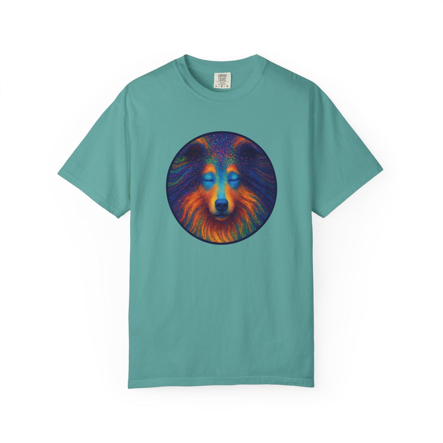 Vibrant Art T-Shirt, Psychedelic Collie Shirt, Unisex Tee, Unique Graphic Tee, Bohemian Style T-Shirt, Nature Lover Gift