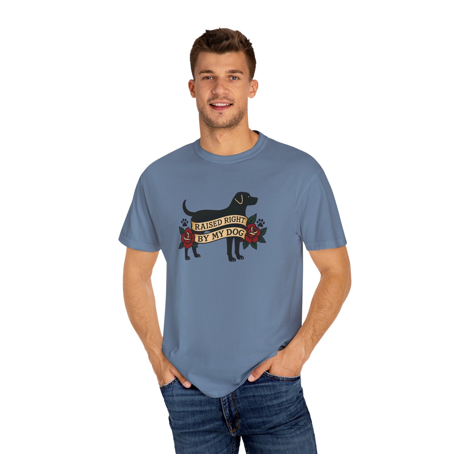 Raised Right by My Dog Tee, Unisex Pet-Themed Apparel, Gift for Dog Owners, Cute Canine Shirt