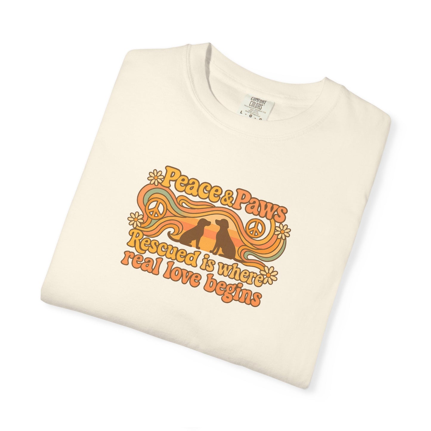 Peace & Paws T-Shirt, Perfect Gift for Couples, Vintage Style Tee, Unisex Casual Wear, Summer Fashion, Statement Shirt