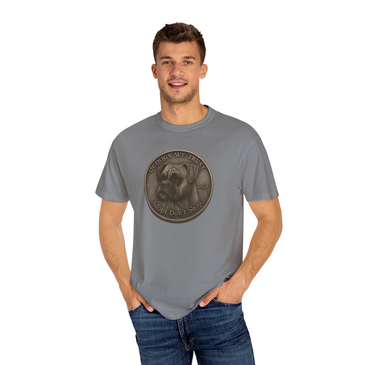 Adopt Don't Shop State Coin T-Shirt Collection - Proud Dog Breed Illustrations