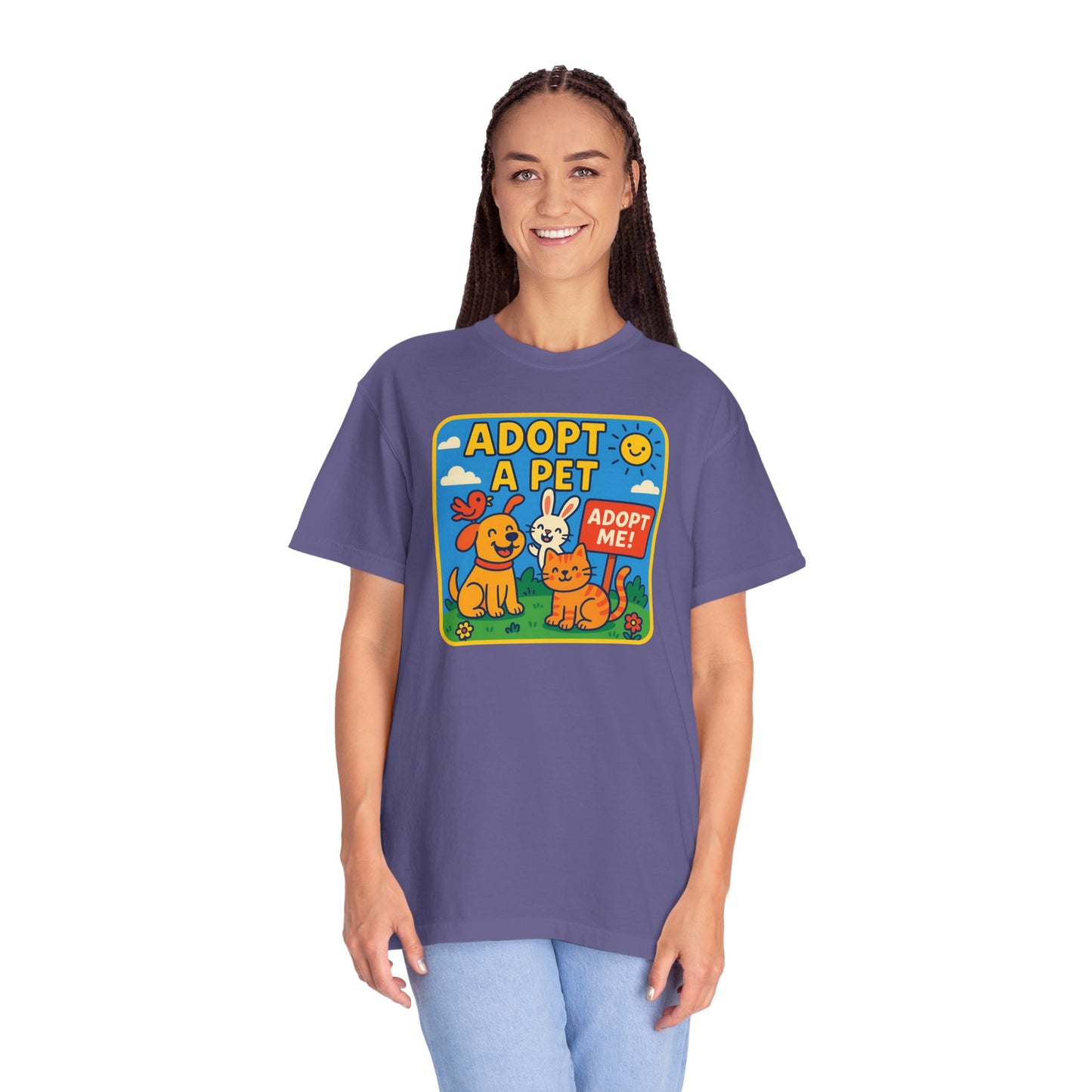 Adopt a Pet T-Shirt - Unisex Garment-Dyed Tee for Animal Lovers